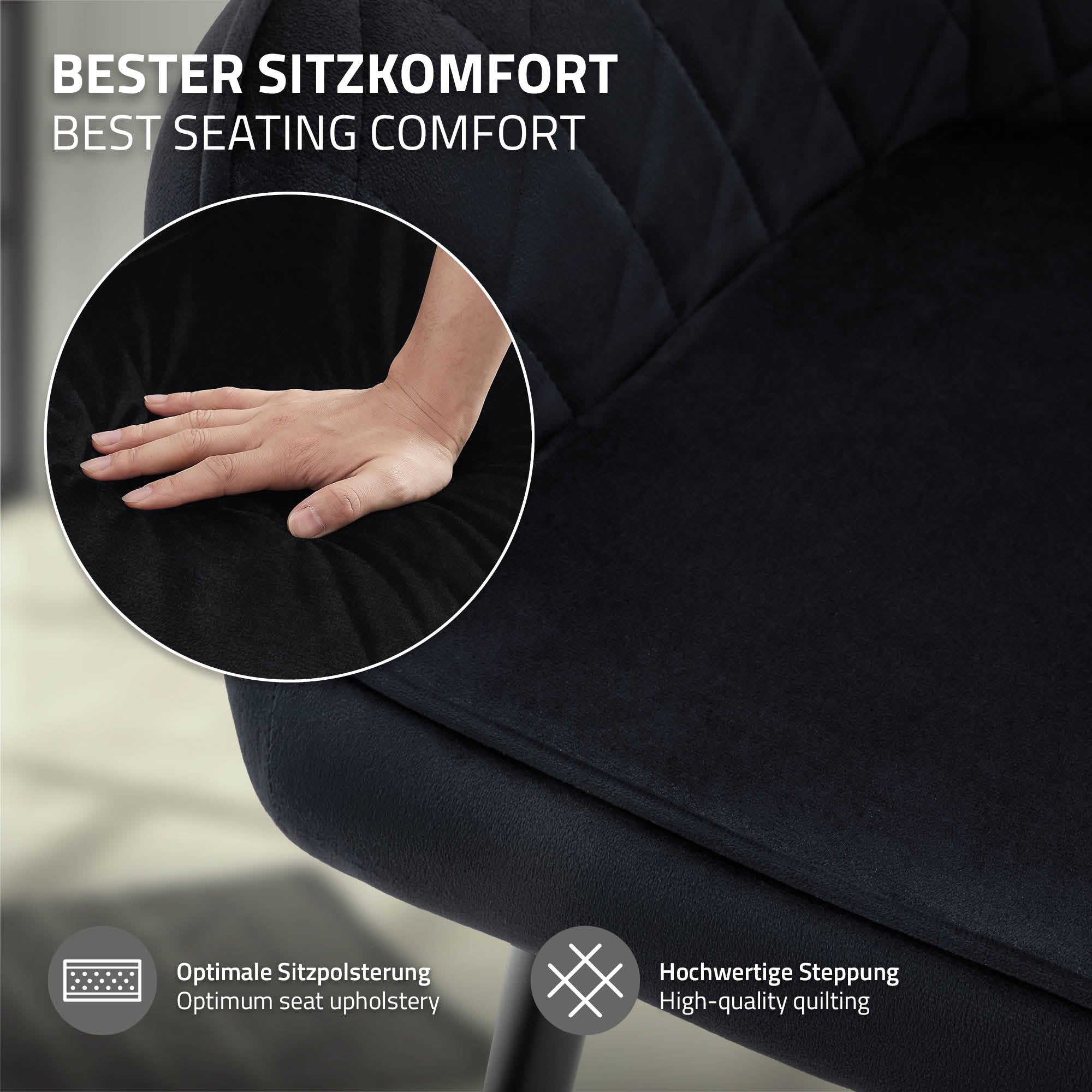 ECD Germany Möbel chaise velours noir losange x2 B-Ware