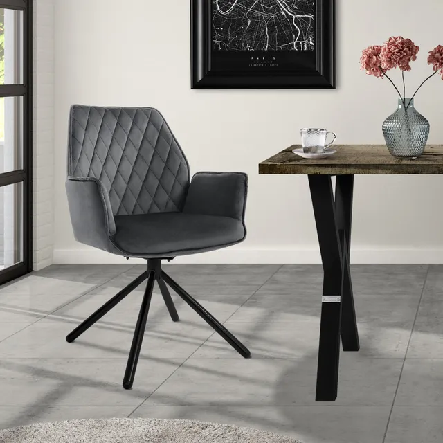 ECD Germany Möbel chaise pivotante velours anthracite