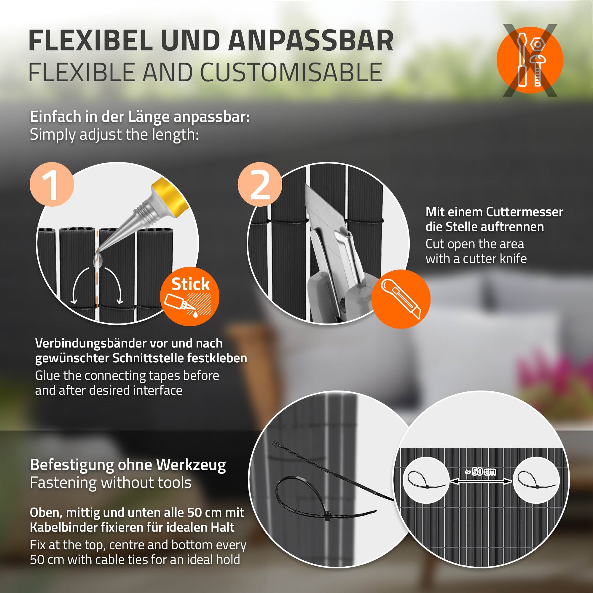 ECD Germany Garten brise-vue PVC 120x1000 cm anthracite UV