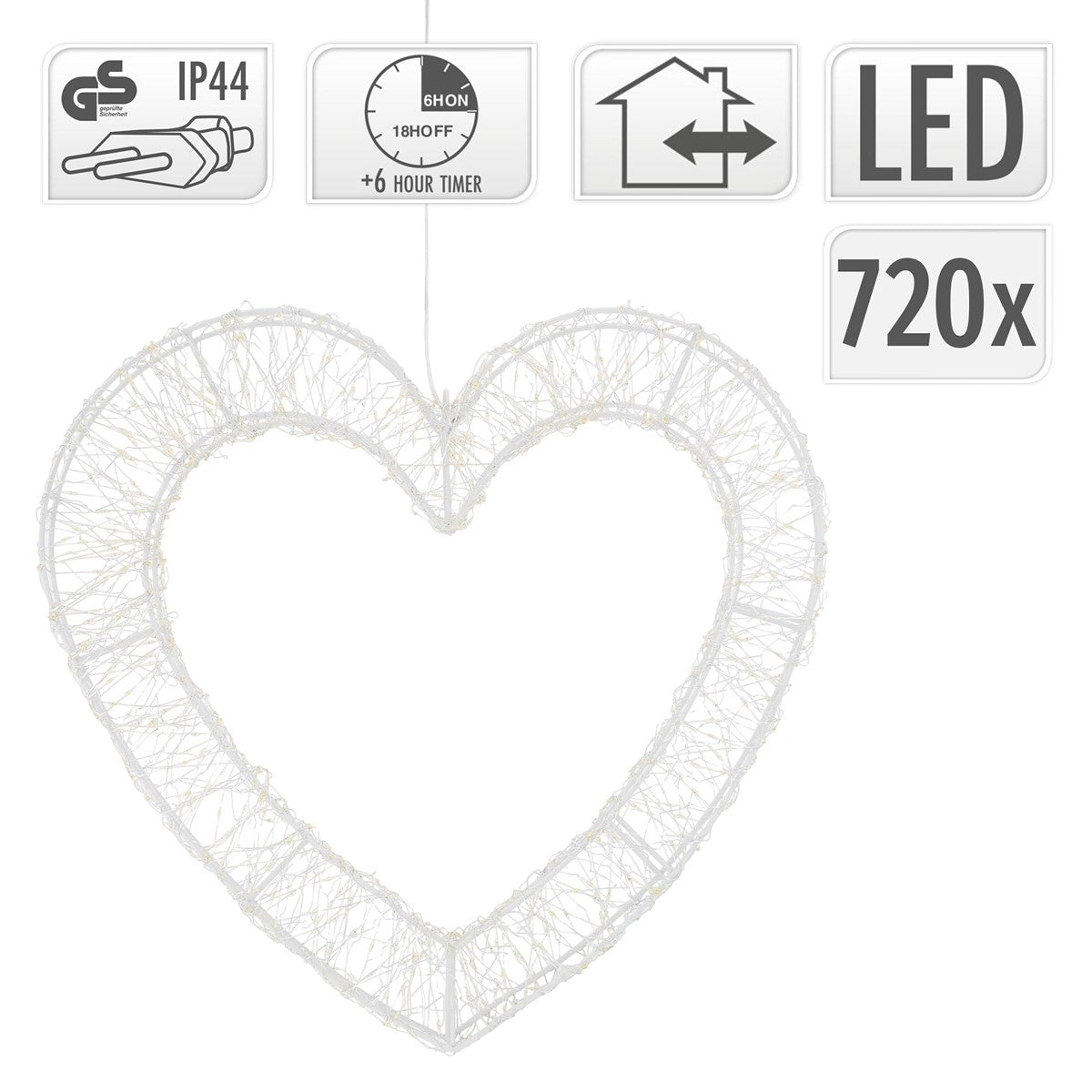ECD Germany Haus & Wohnen Cœur LED 46 cm 720 LED timer