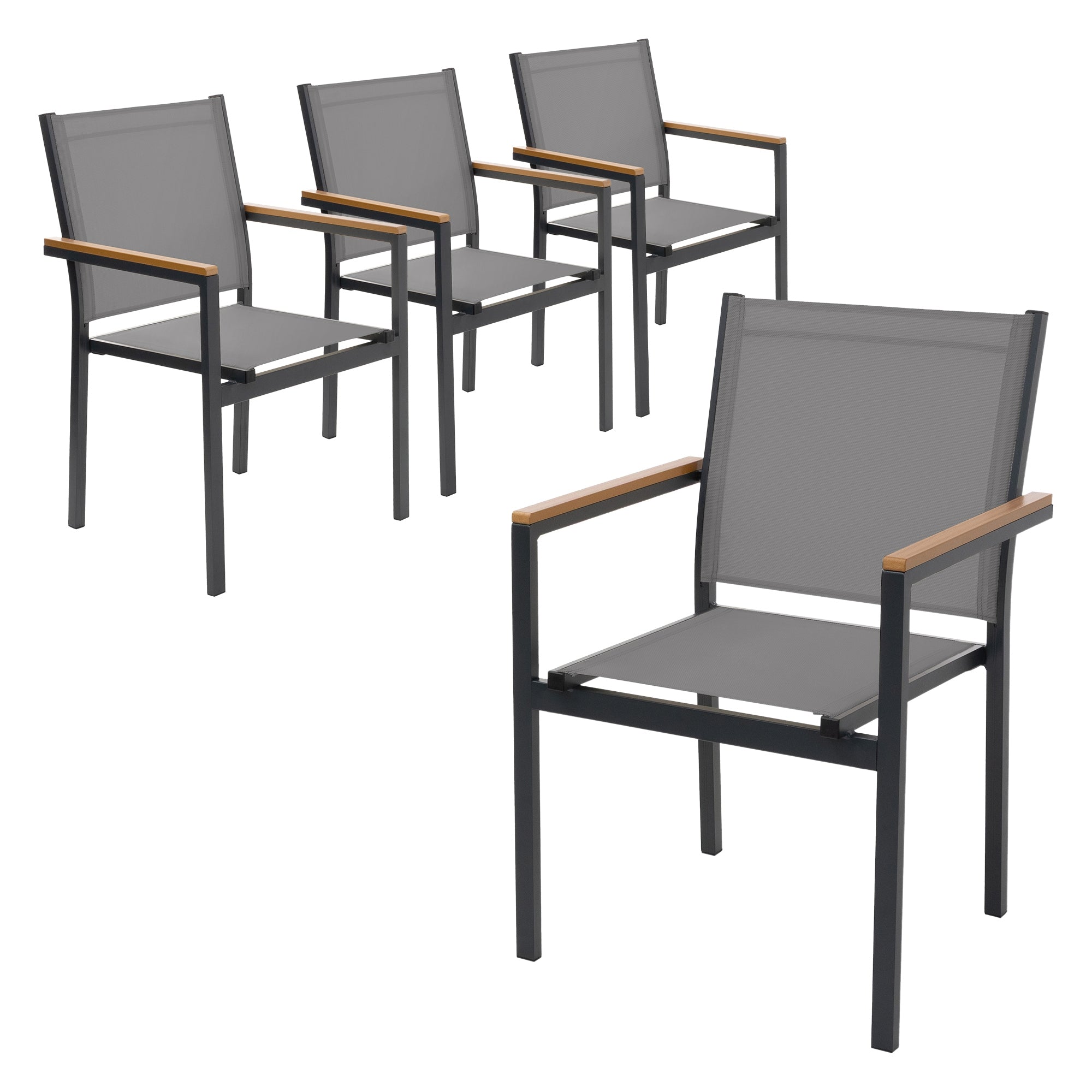 ECD Germany Garten chaise jardin beige textilène lot 2