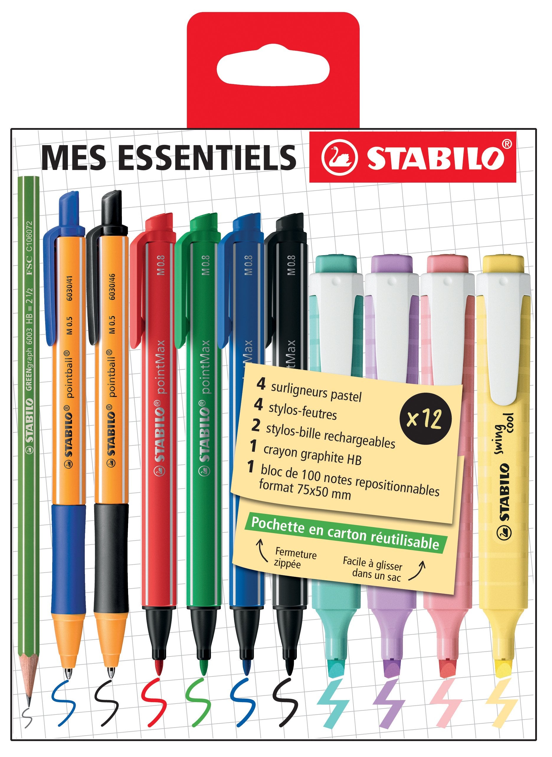 STABILO Mes Essentiels pochette zippée 12 pièces