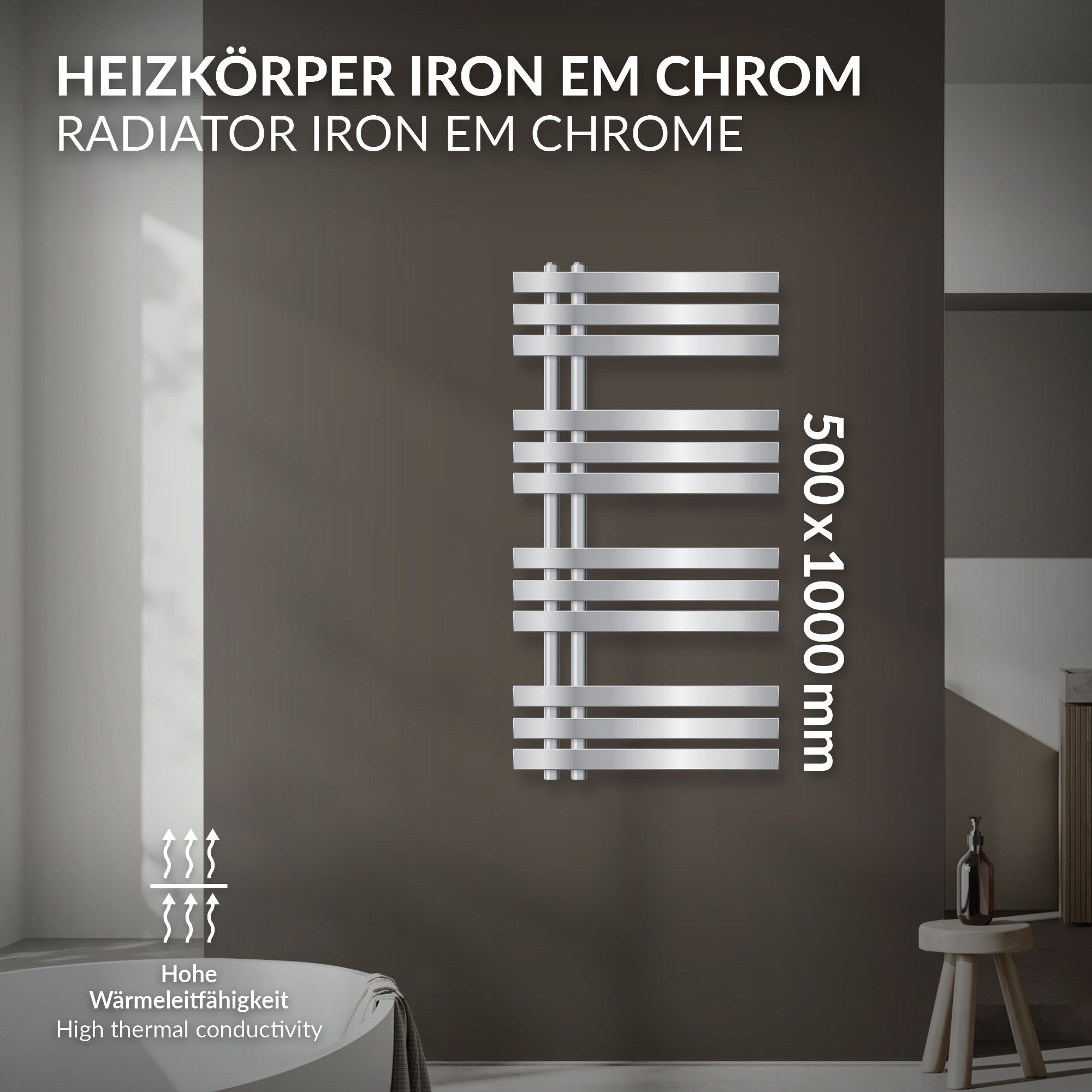 LuxeBath Iron EM 500x1000 radiateur salle de bain chrome eau chaude