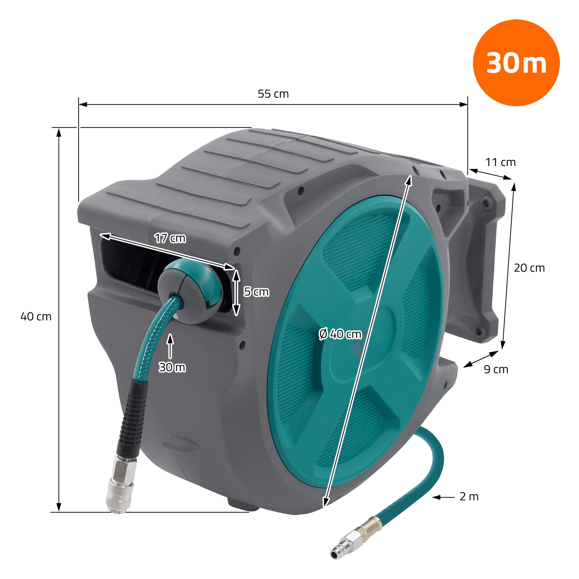 ECD Germany Werkstatt & Werkzeuge enrouleur tuyau air 30 m automatique