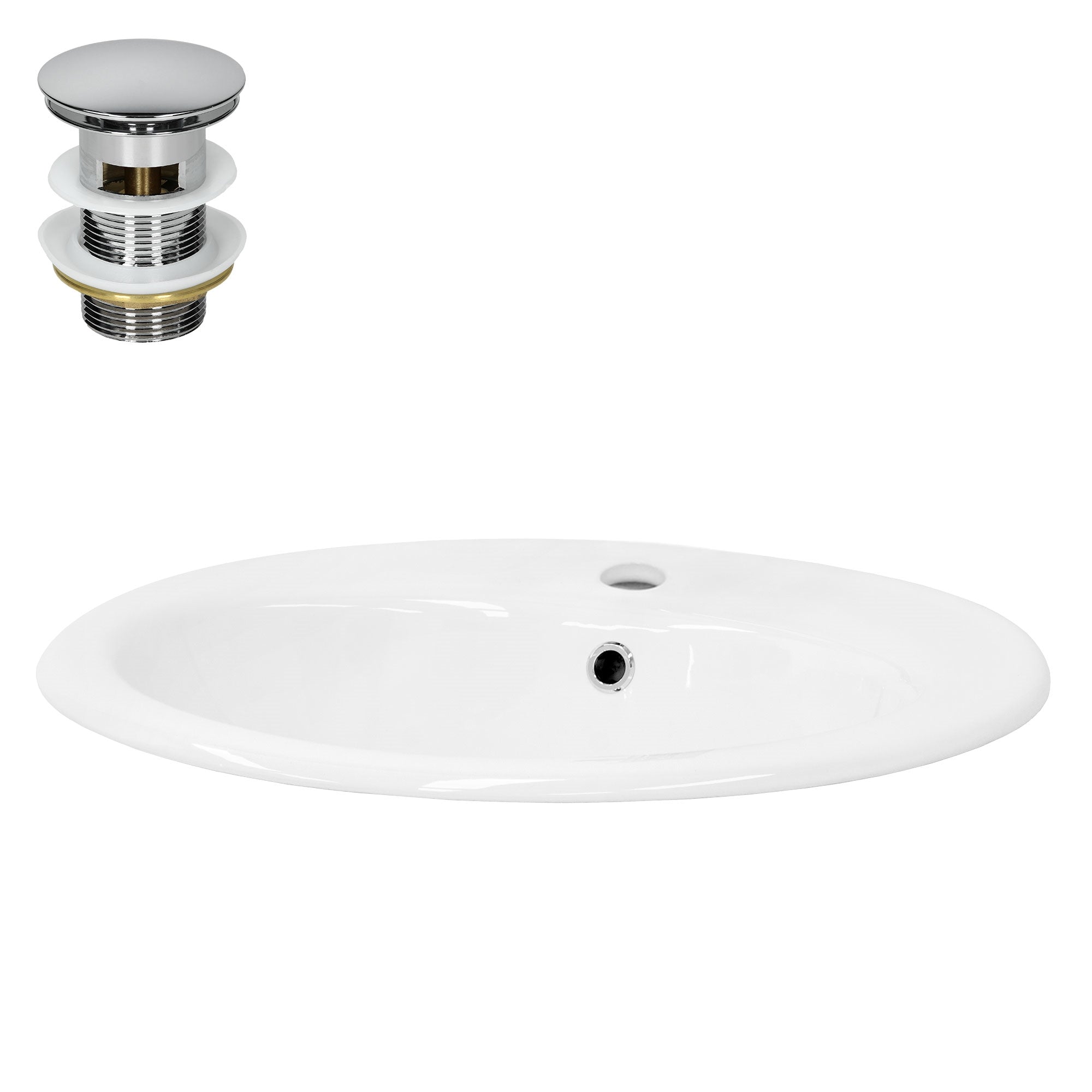 ECD Germany LuxeBath lavabo céramique 57 cm blanc avec bonde