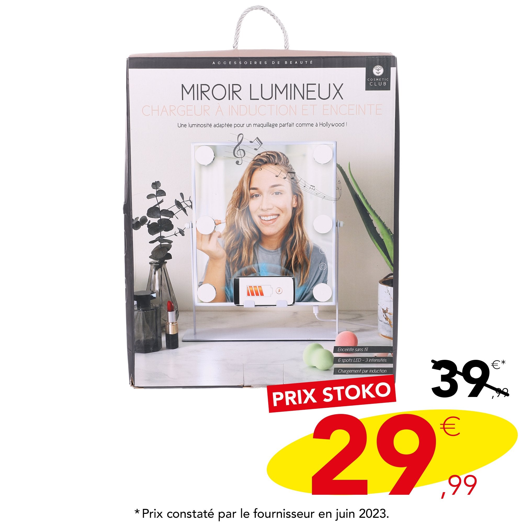 Stokomani Beauté miroir maquillage LED enceinte induction