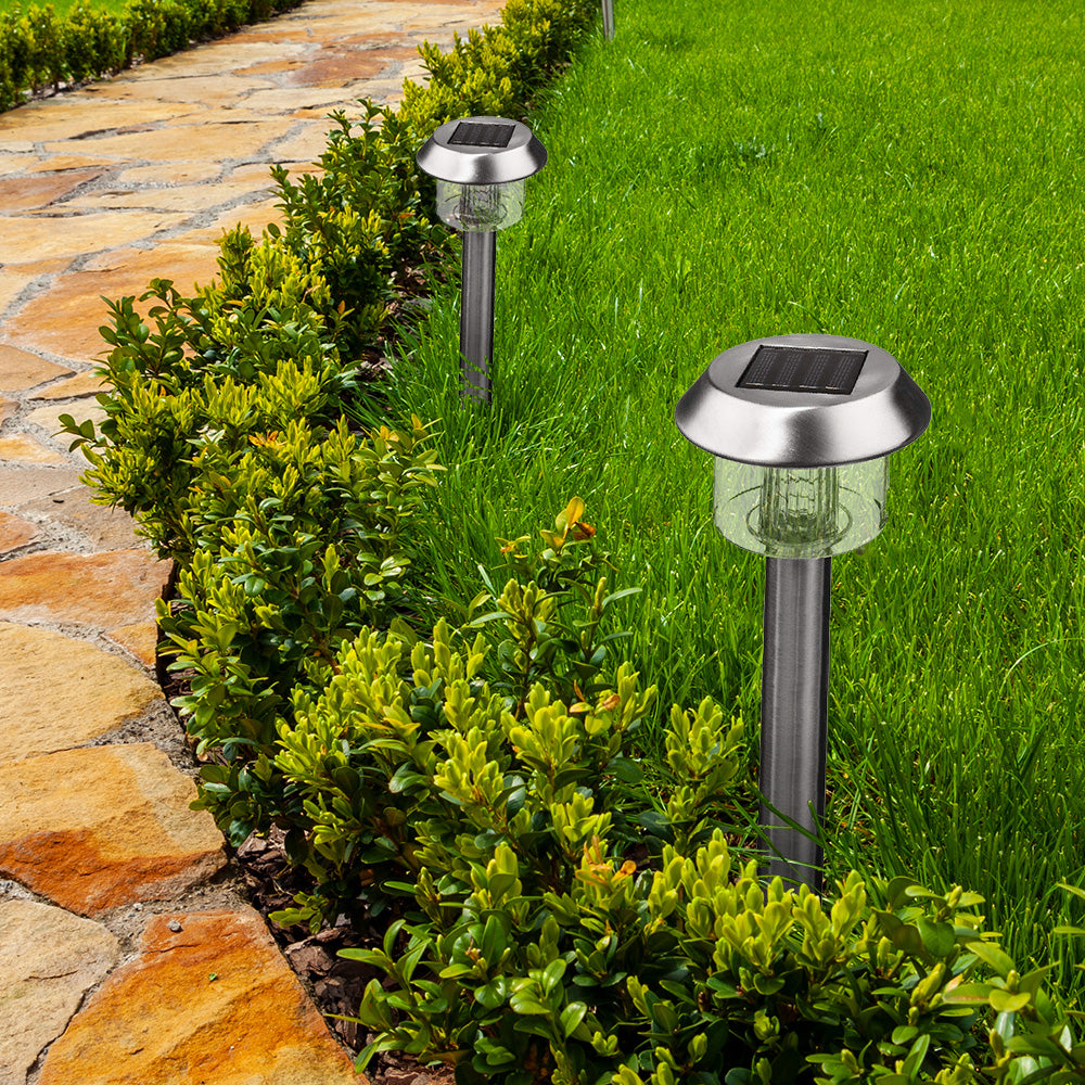 Red Deco Alesia lot 8 balises solaires inox LED blanc H39cm