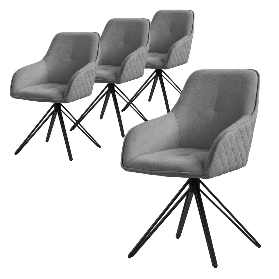 ECD Germany Möbel ML-Design chaise pivotante gris lot 4 tissu