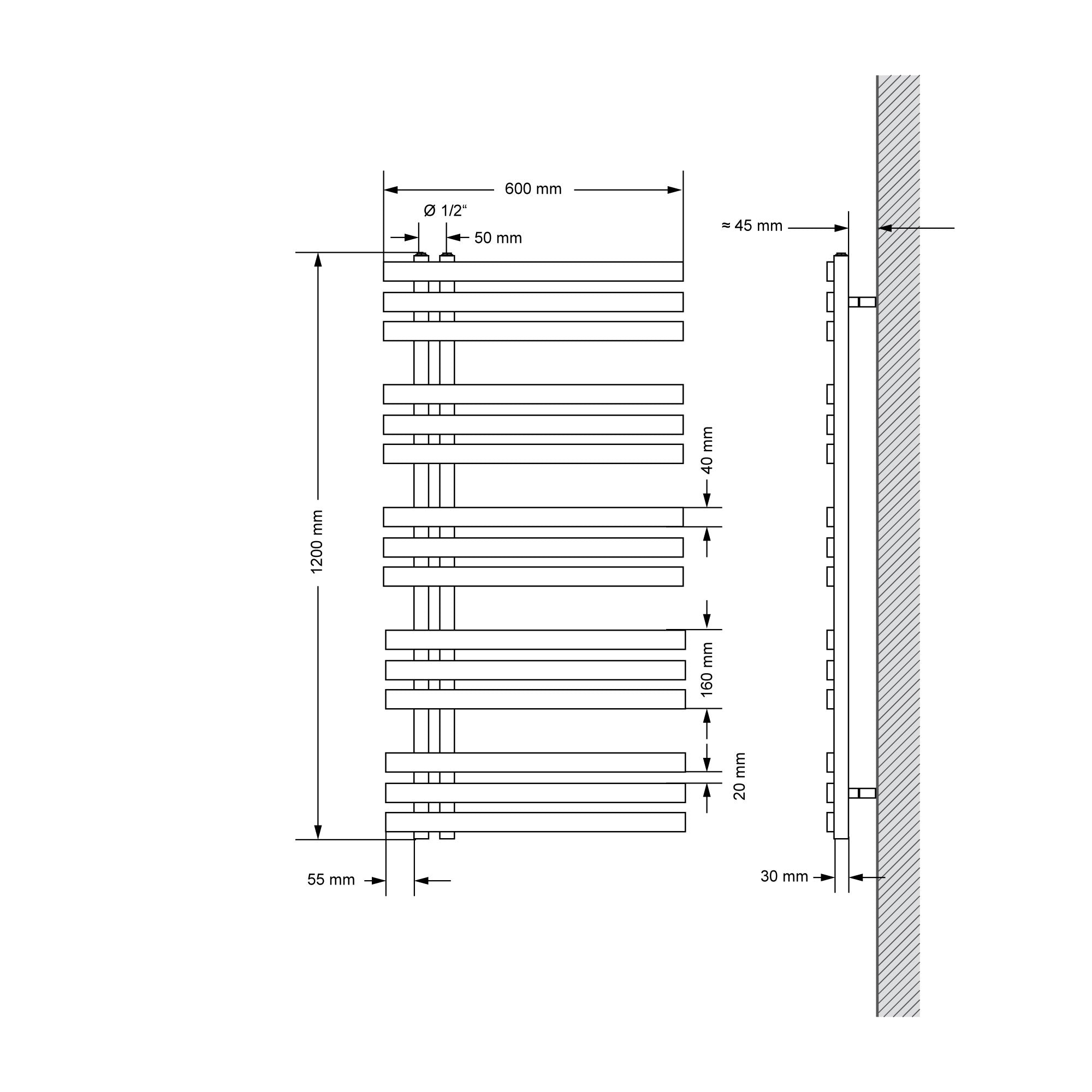 ECD Germany LuxeBath radiateur sèche-serviettes 600x1200 chromé 1200W