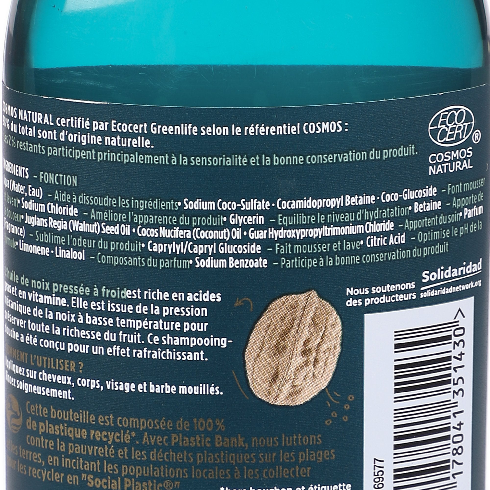 Stokomani shampoing douche 4 en 1 noix cheveux barbe corps