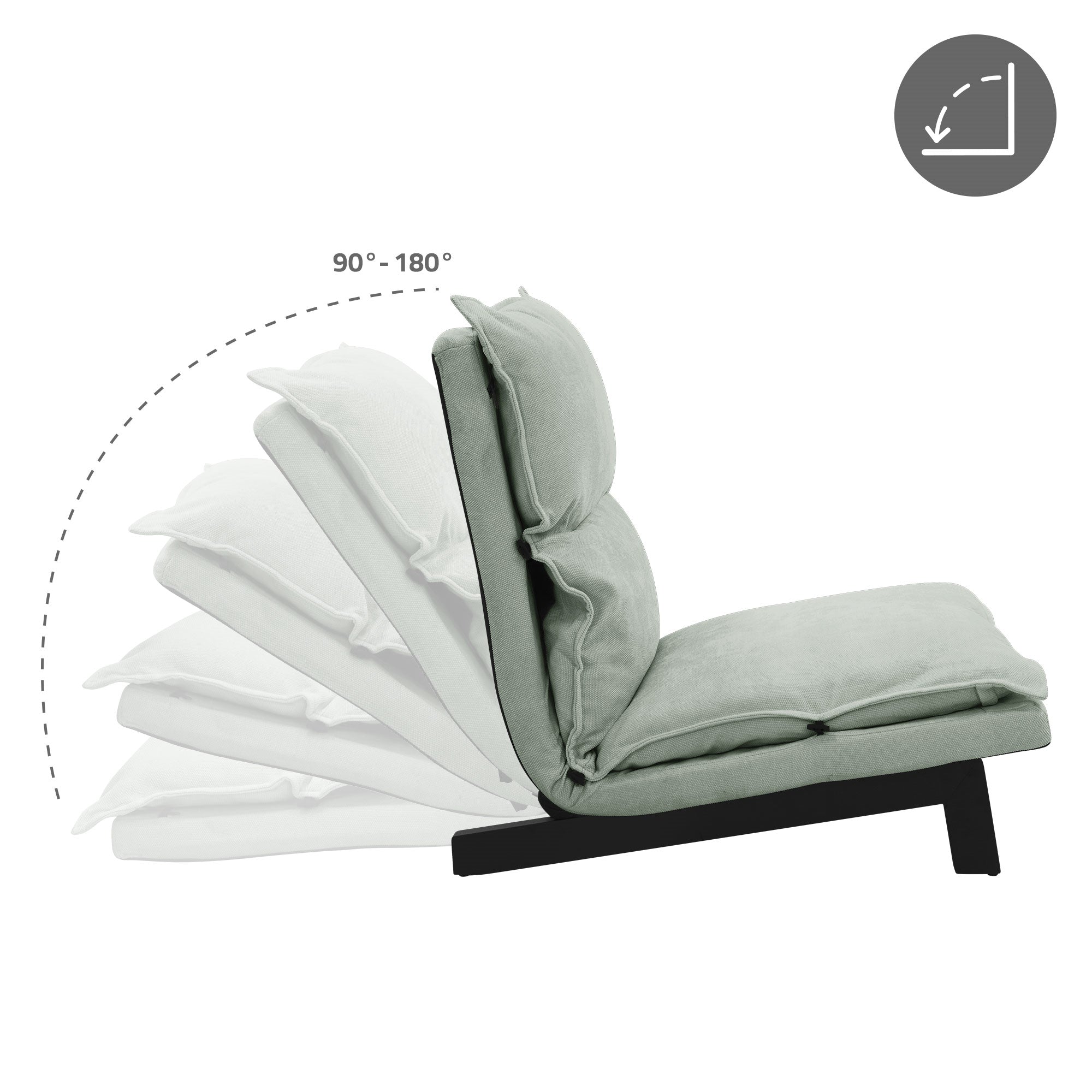 ECD Germany ML-Design Fauteuil de Sol Lin Gris-Vert Dossier