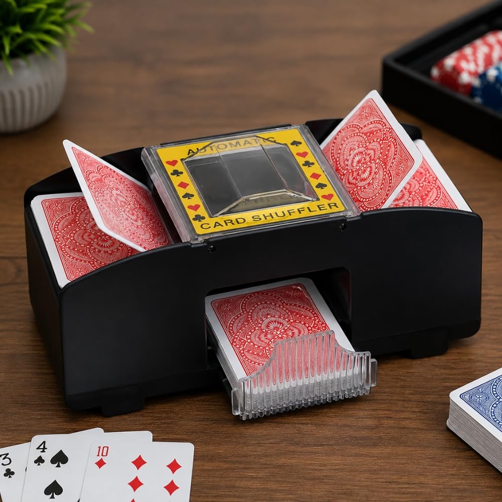 Shop-Story Mélangeur cartes automatique électrique 2 jeux noir