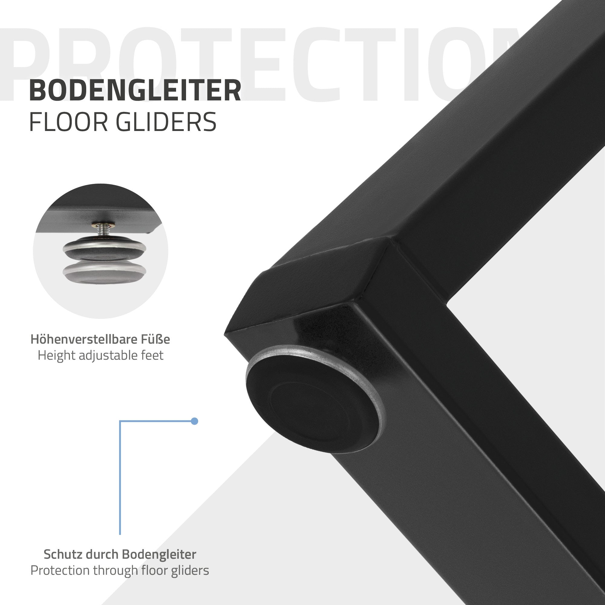 ECD Germany Möbel lot 2 pieds table X 50x71 cm noir