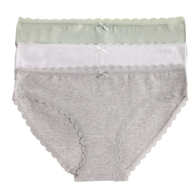 Stokomani Mode lot 3 slips unis chiné dentelle gris clair