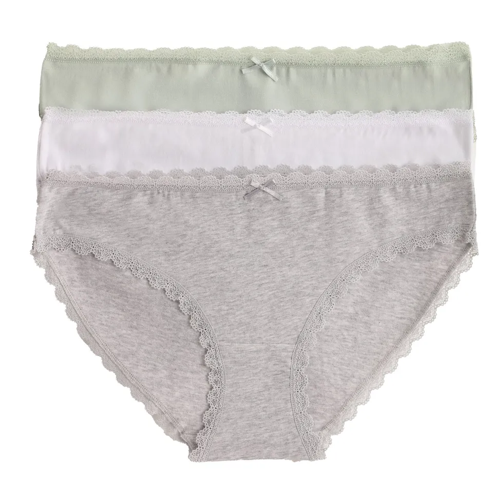 Stokomani Mode lot 3 slips unis chiné dentelle gris clair