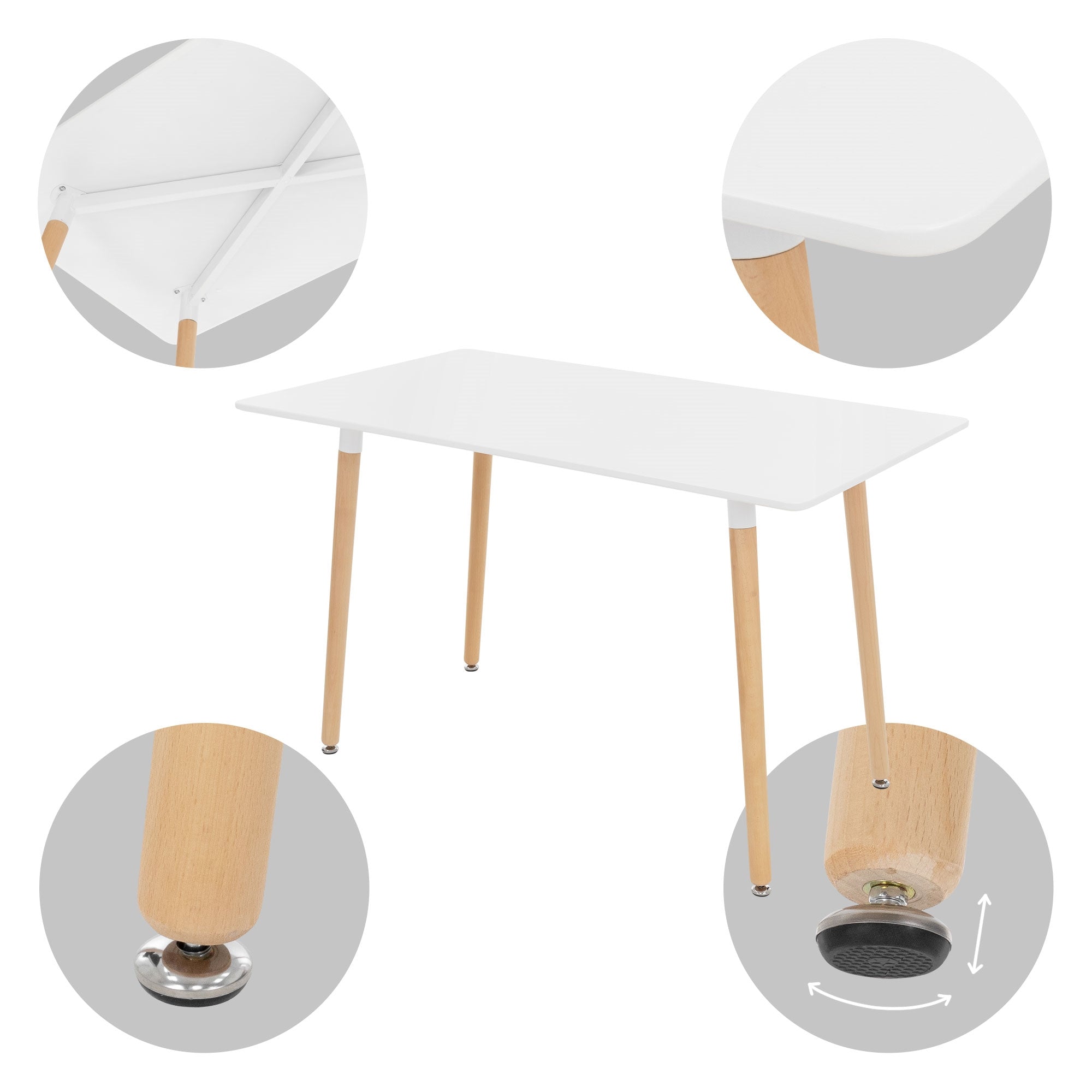 ECD Germany Möbel table salle à manger 120x70 noire fixe