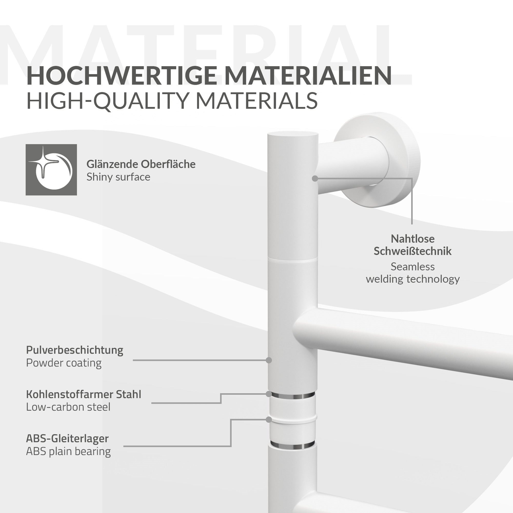 ECD Germany Heizungen sèche-serviettes 75W blanc 5 bras pivotants