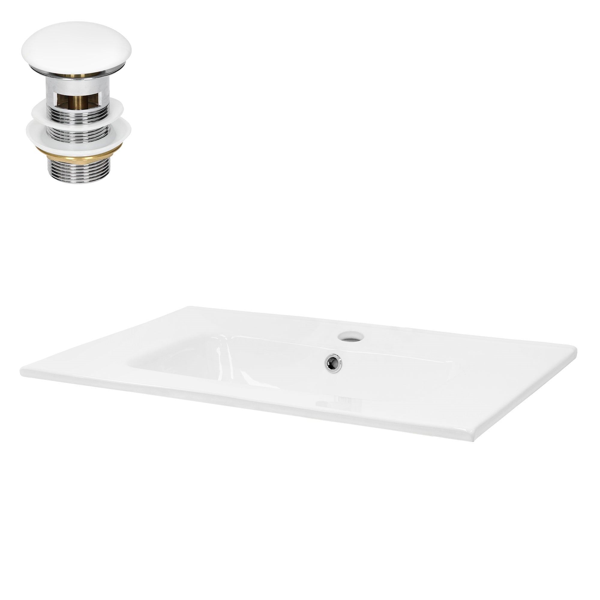 ML-Design vasque 71 cm blanc céramique bonde blanche trop-plein