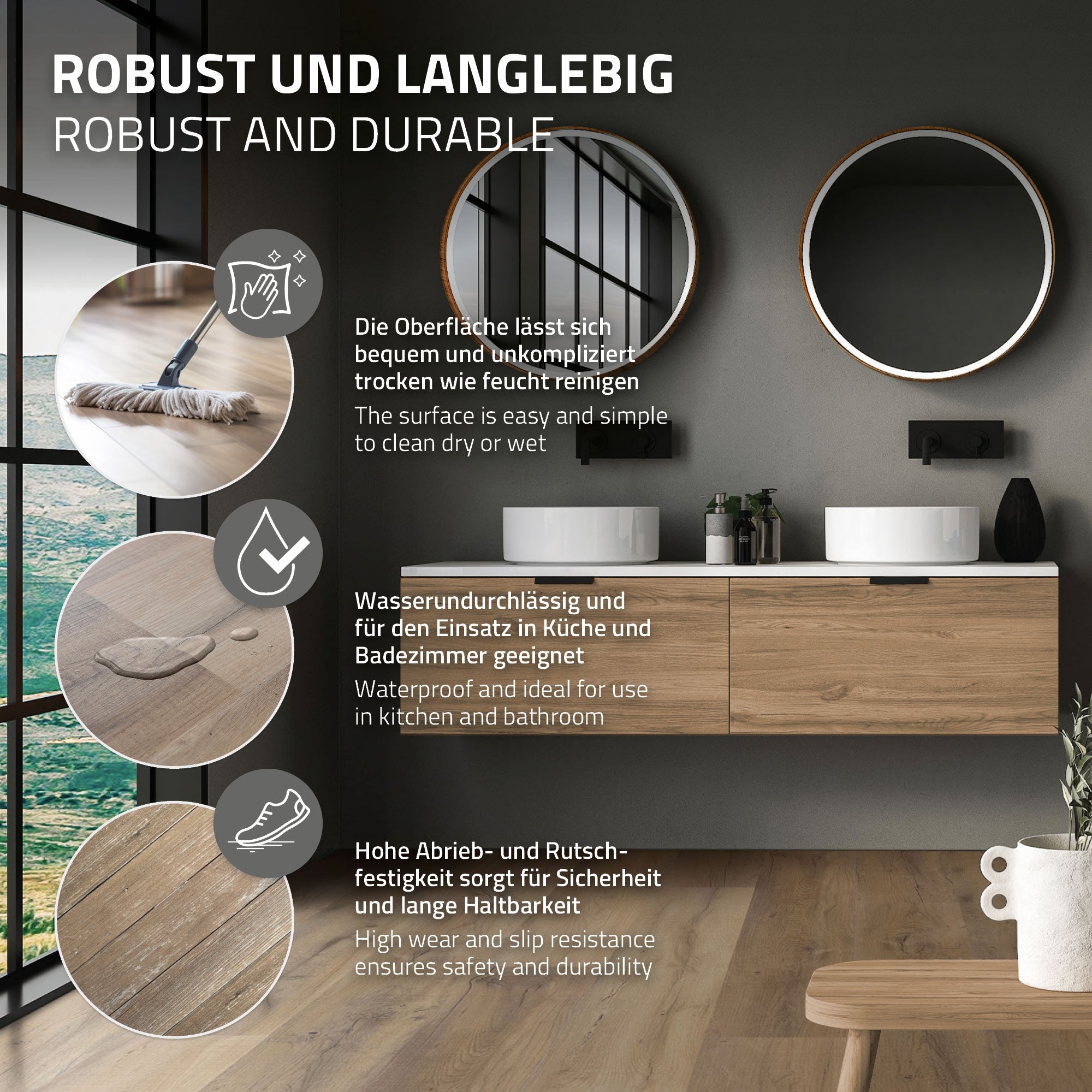 ECD Germany Sol vinyle clipsable chêne rustique clair 6,16 m² 28 lames