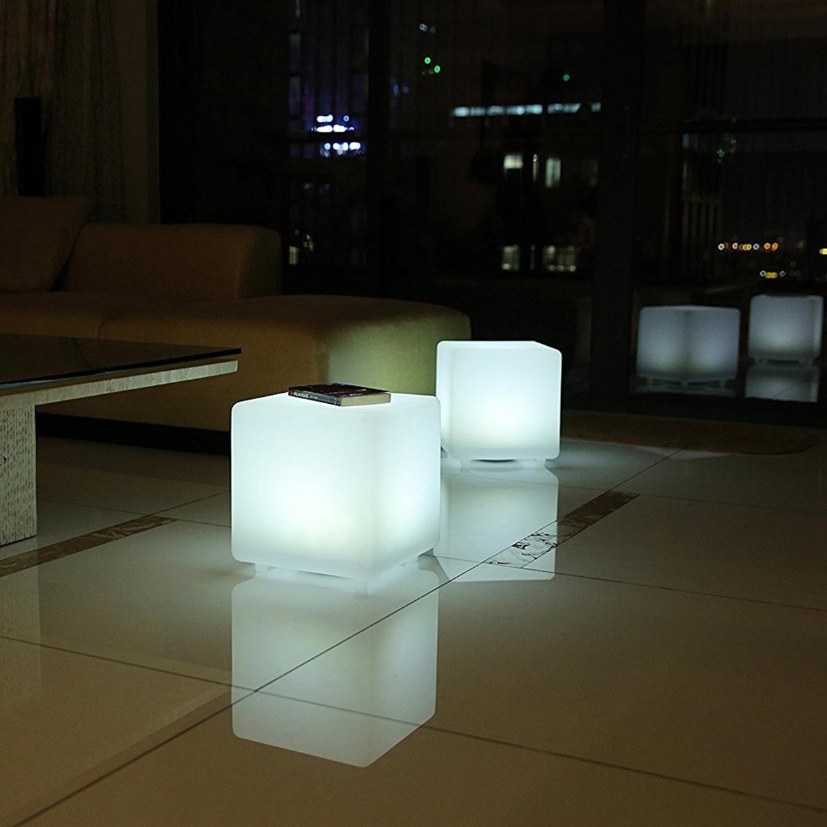 Red Deco Casy cube solaire lumineux multicolore H30cm