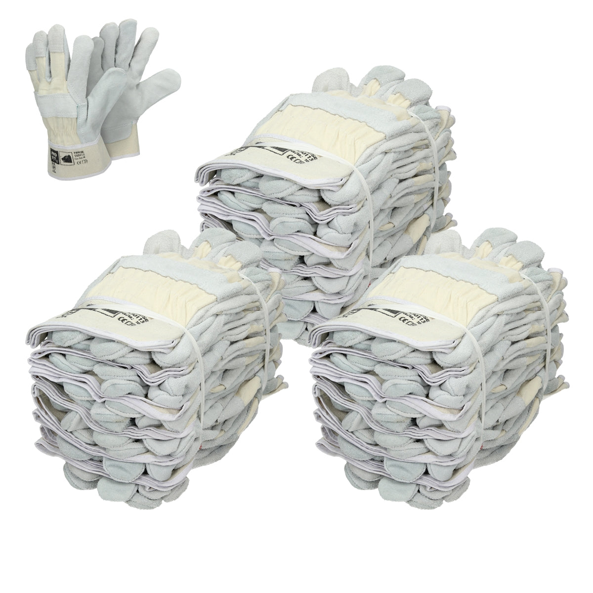 ECD Germany Friese gants de travail cuir naturel L 36 paires