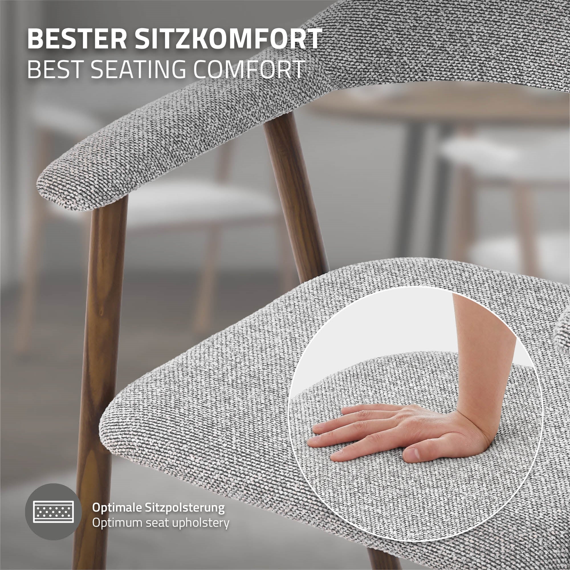ECD Germany Möbel ML-Design chaise salle à manger gris lot 4