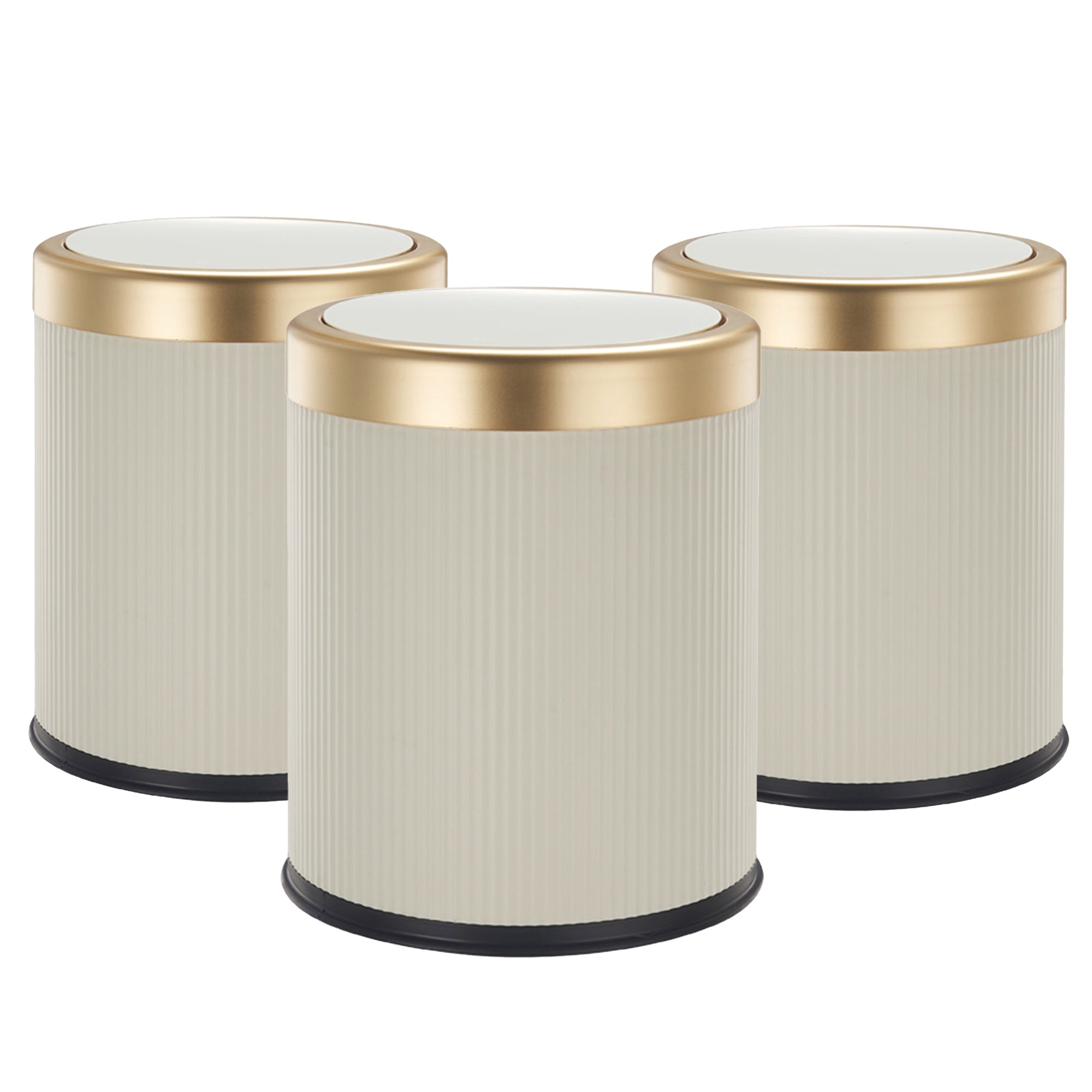 Red Deco Glint lot 3 poubelles push 8L blanc et or