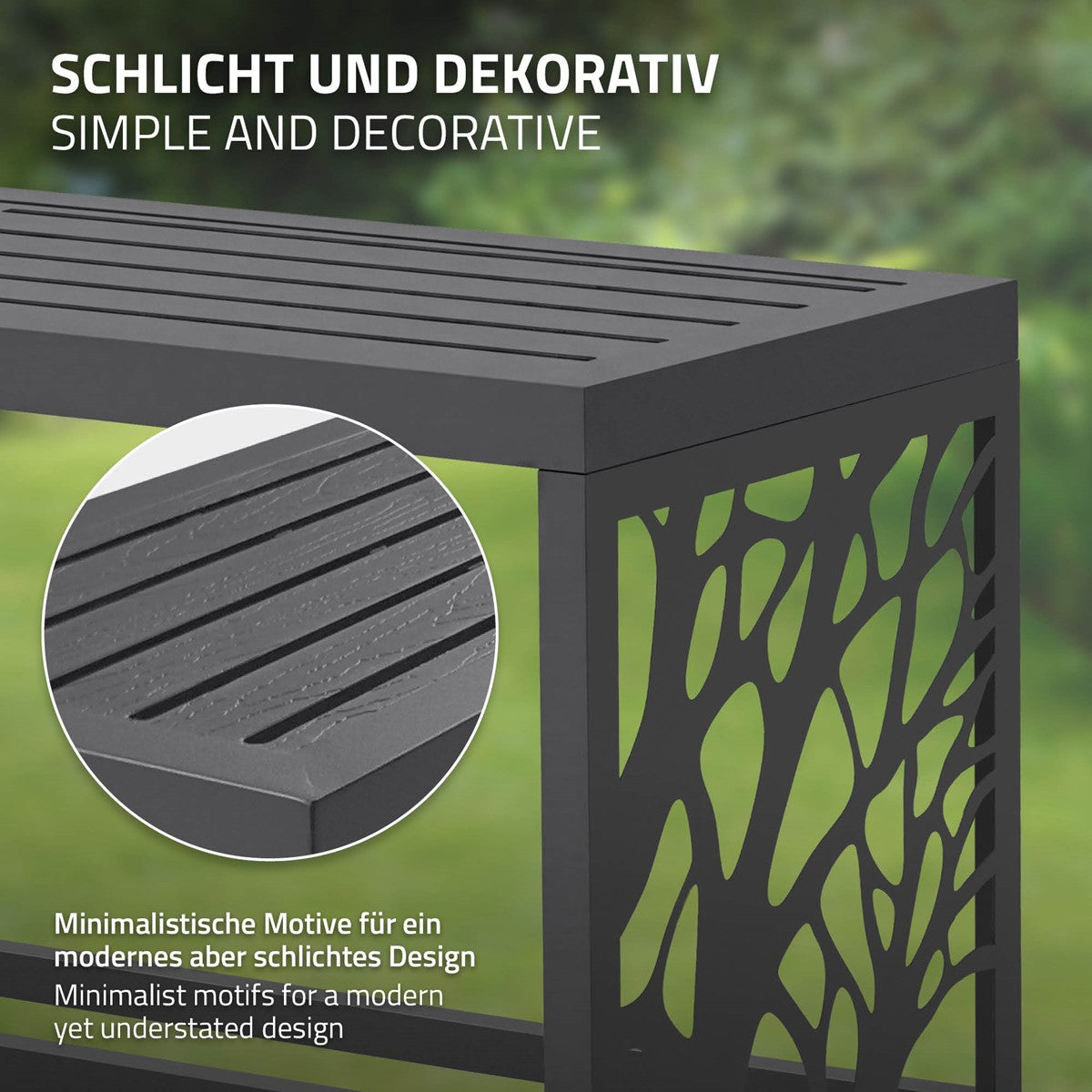 ECD Germany Range-Bûches Banc Acier Anthracite 120x38x43 cm