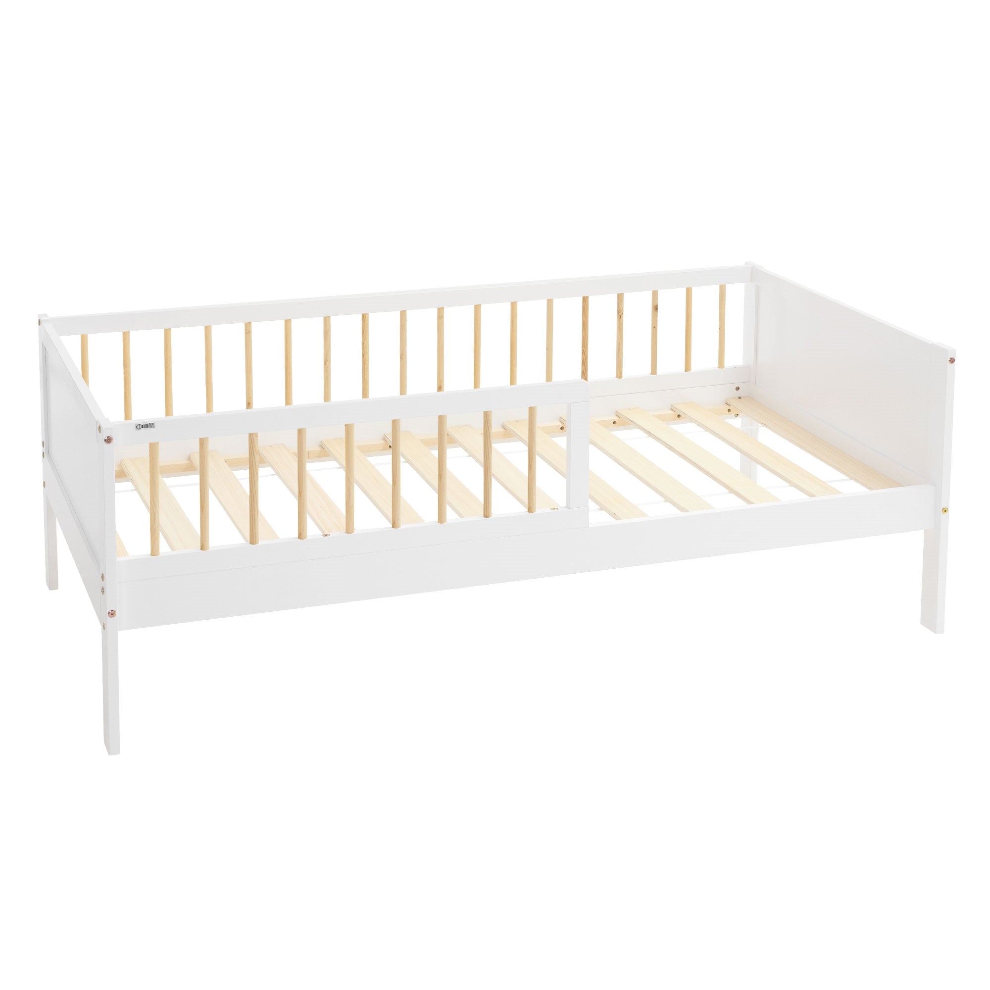ECD Germany Kinder lit enfant 80x160 pin blanc sommier barrière
