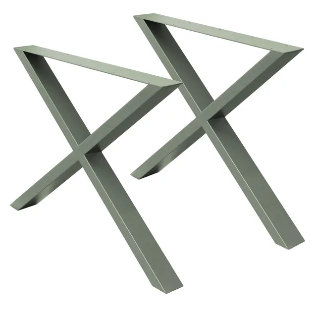 ECD Germany Möbel pieds de table X 60x72 cm gris pierre acier lot 2