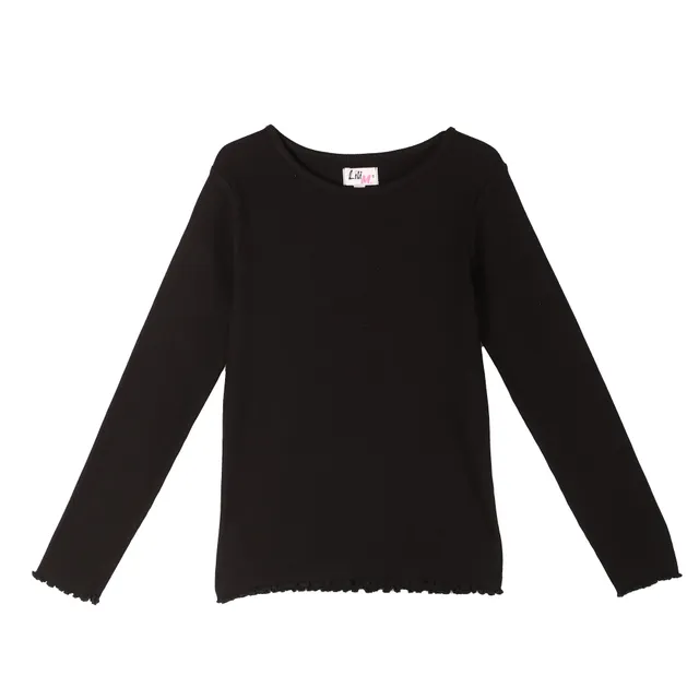 Stokomani Mode tee-shirt côtelé noir enfant 08A
