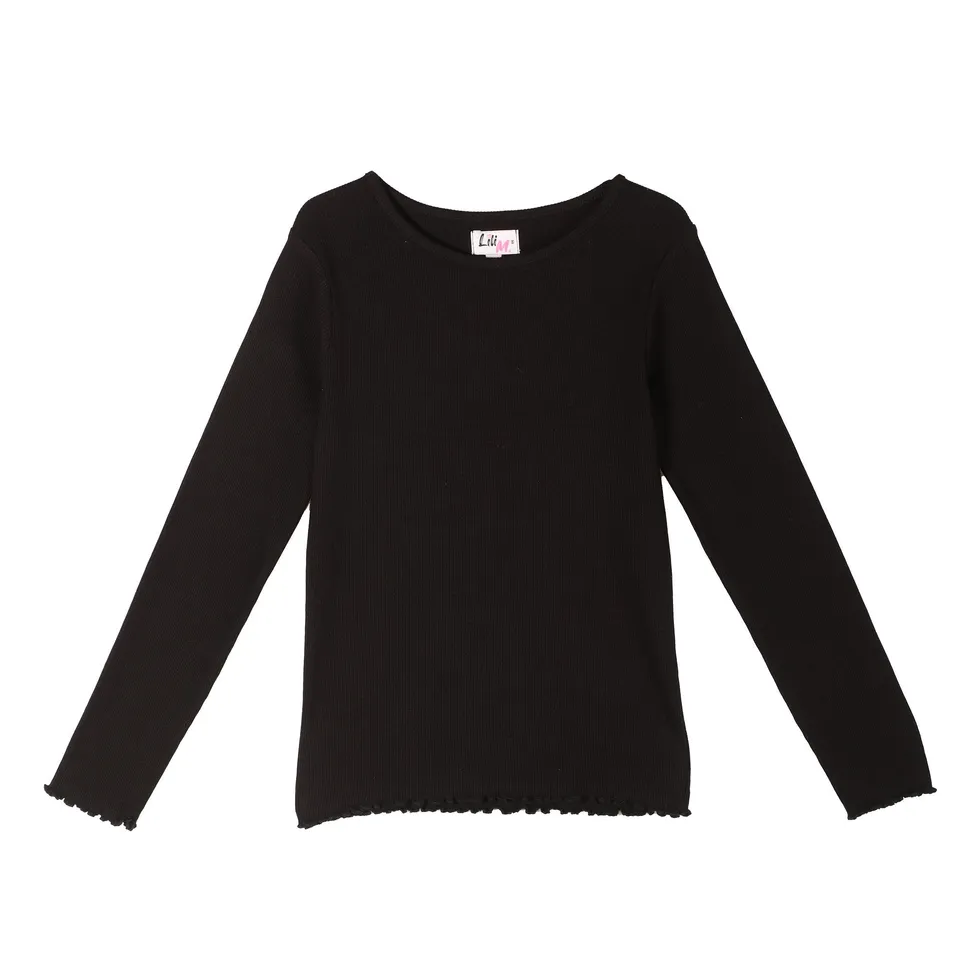 Stokomani Mode tee-shirt côtelé noir enfant 08A