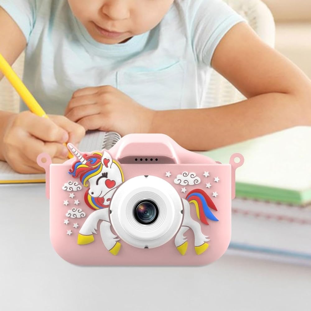 UNICAM Appareil Photo Enfant Licorne Rose 20MP 1080P