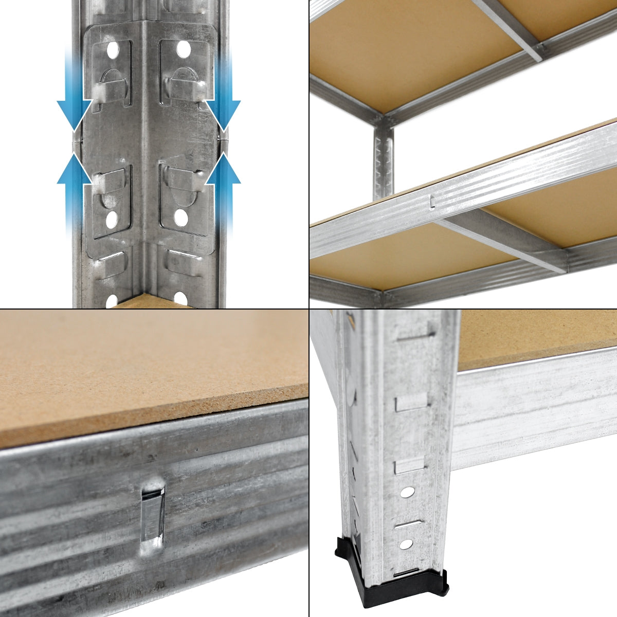 ECD Germany lot 3 étagères charge lourde argent 180x90x40 cm 750kg