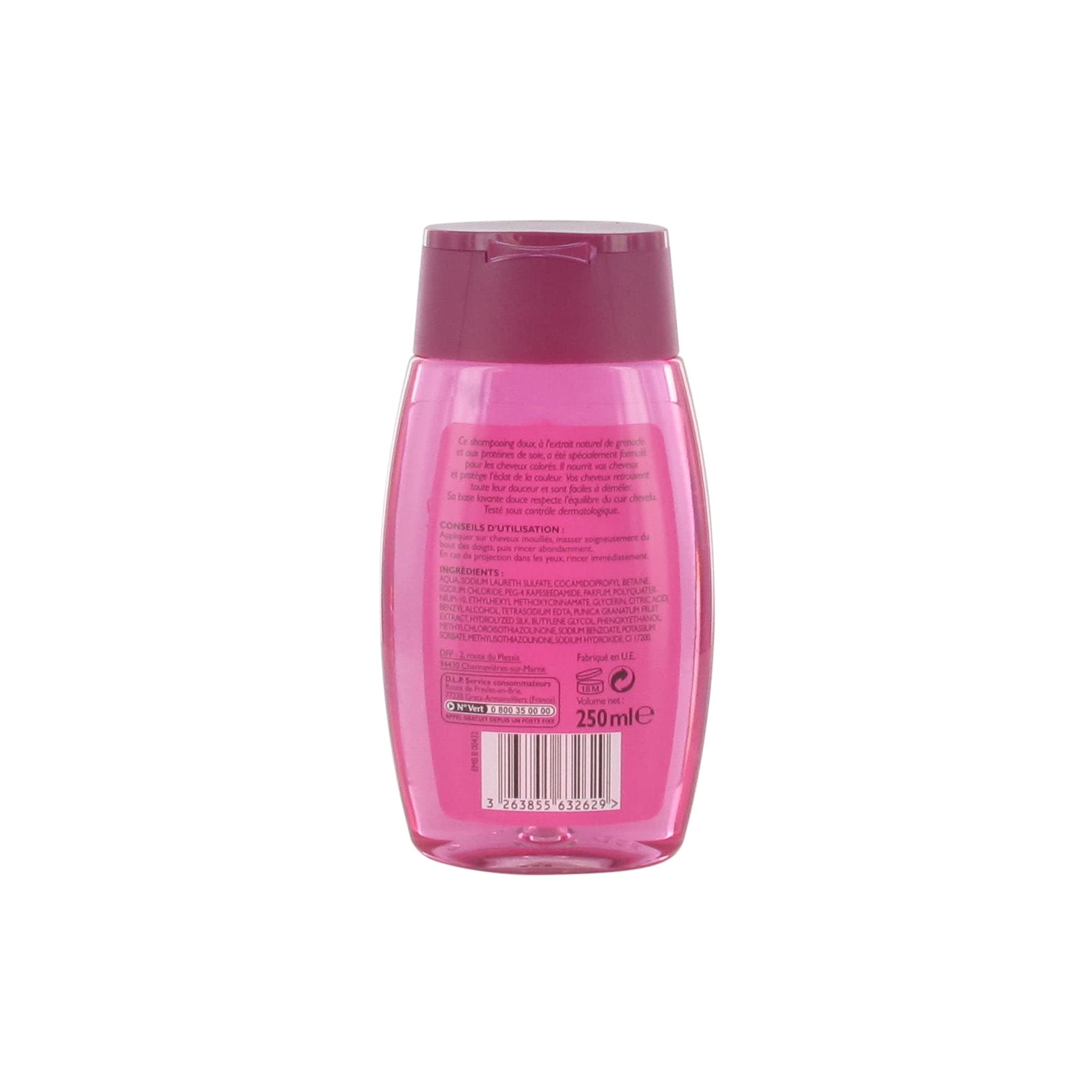 Leader Price Soins cheveux SOOA shampooing grenade 250ml colorés