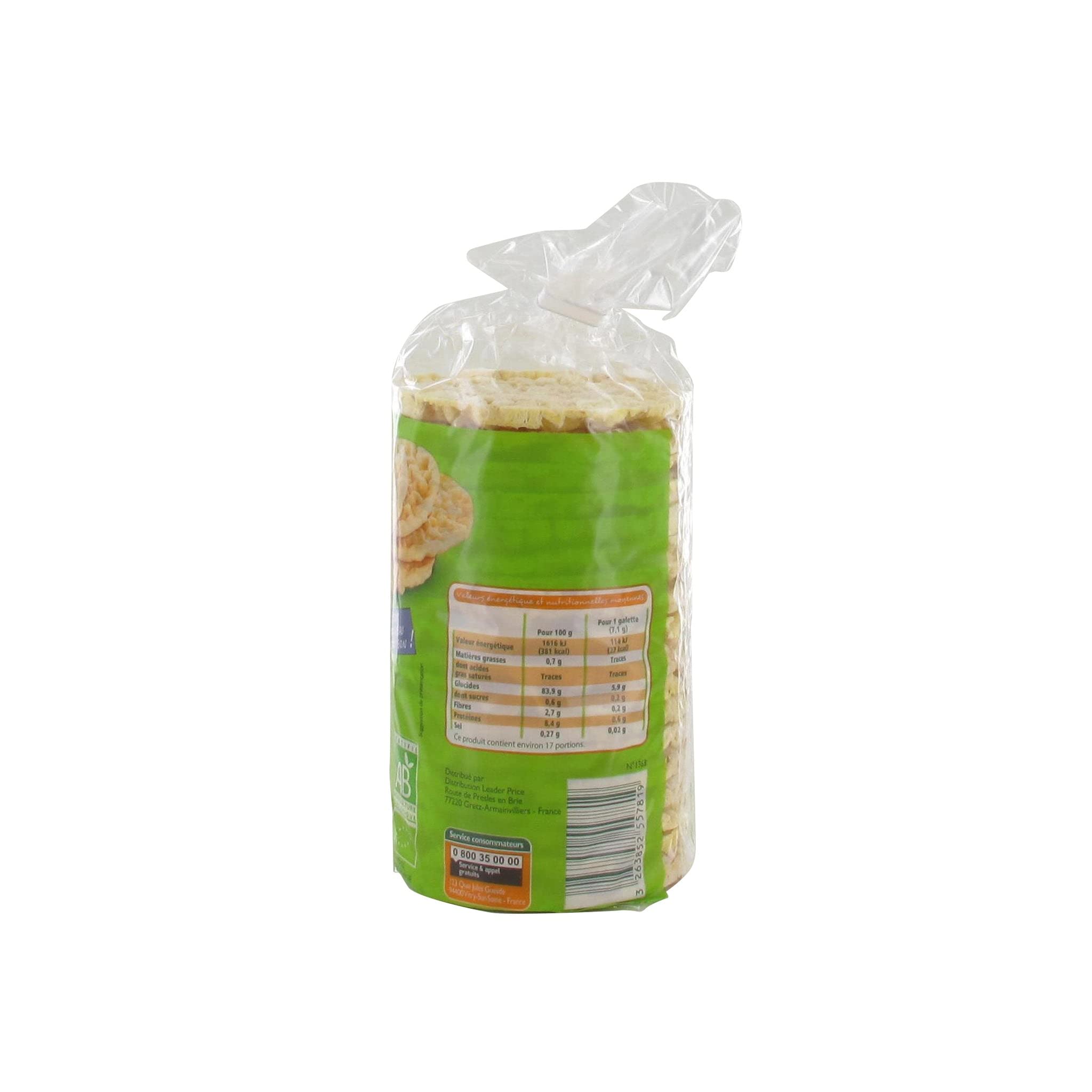 Leader Price Galettes de maïs bio 120g apéritif