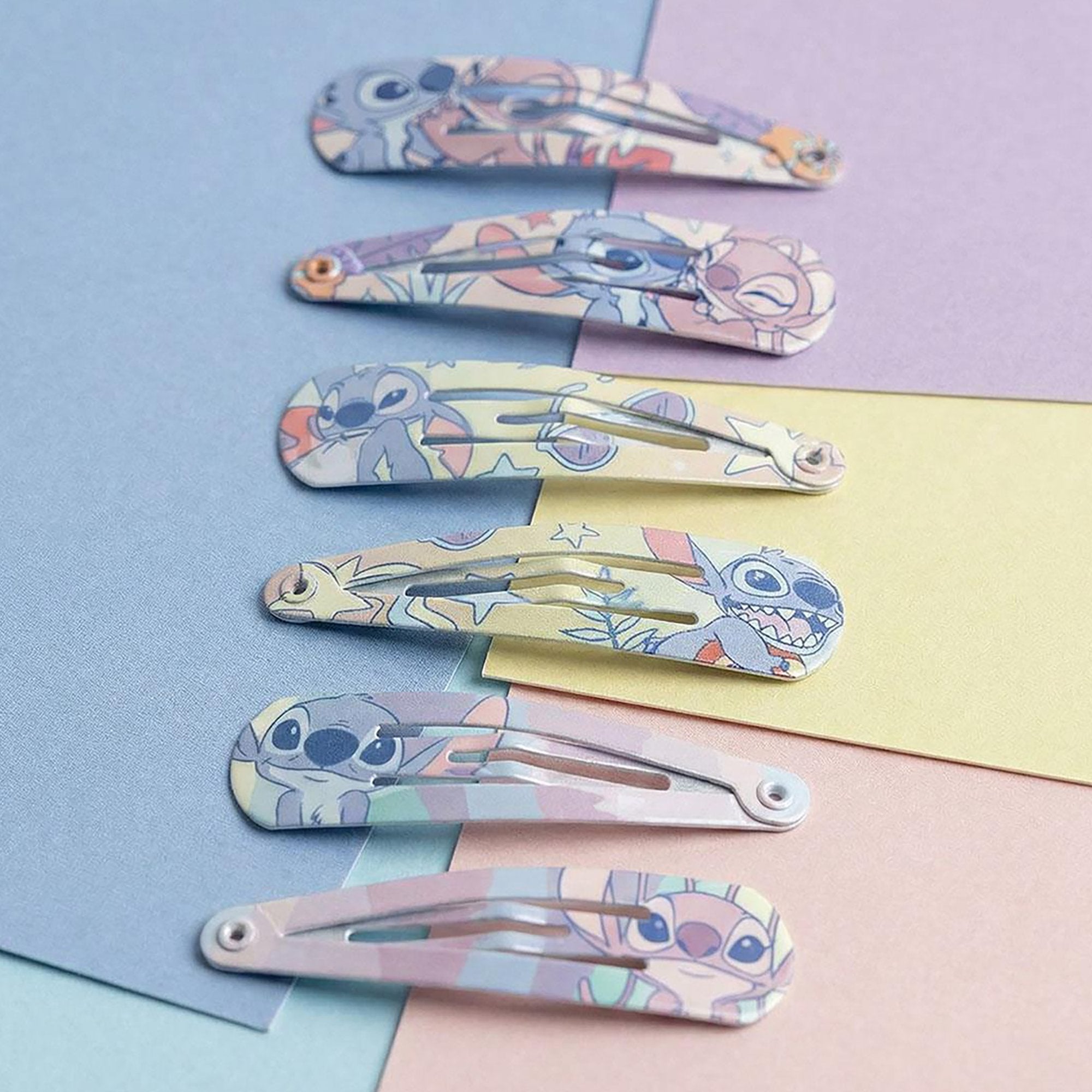 Barrettes cheveux clic-clac Lilo et Stitch lot 6 fantaisie