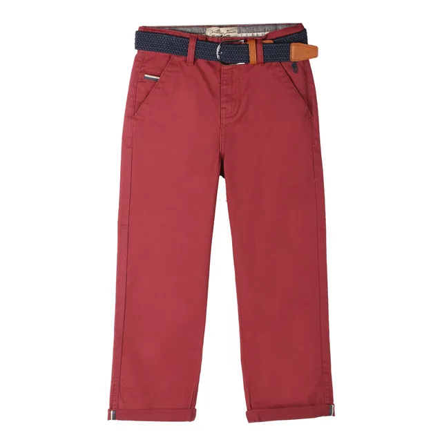 Stokomani Mode pantalon chino rouge ceinture enfant