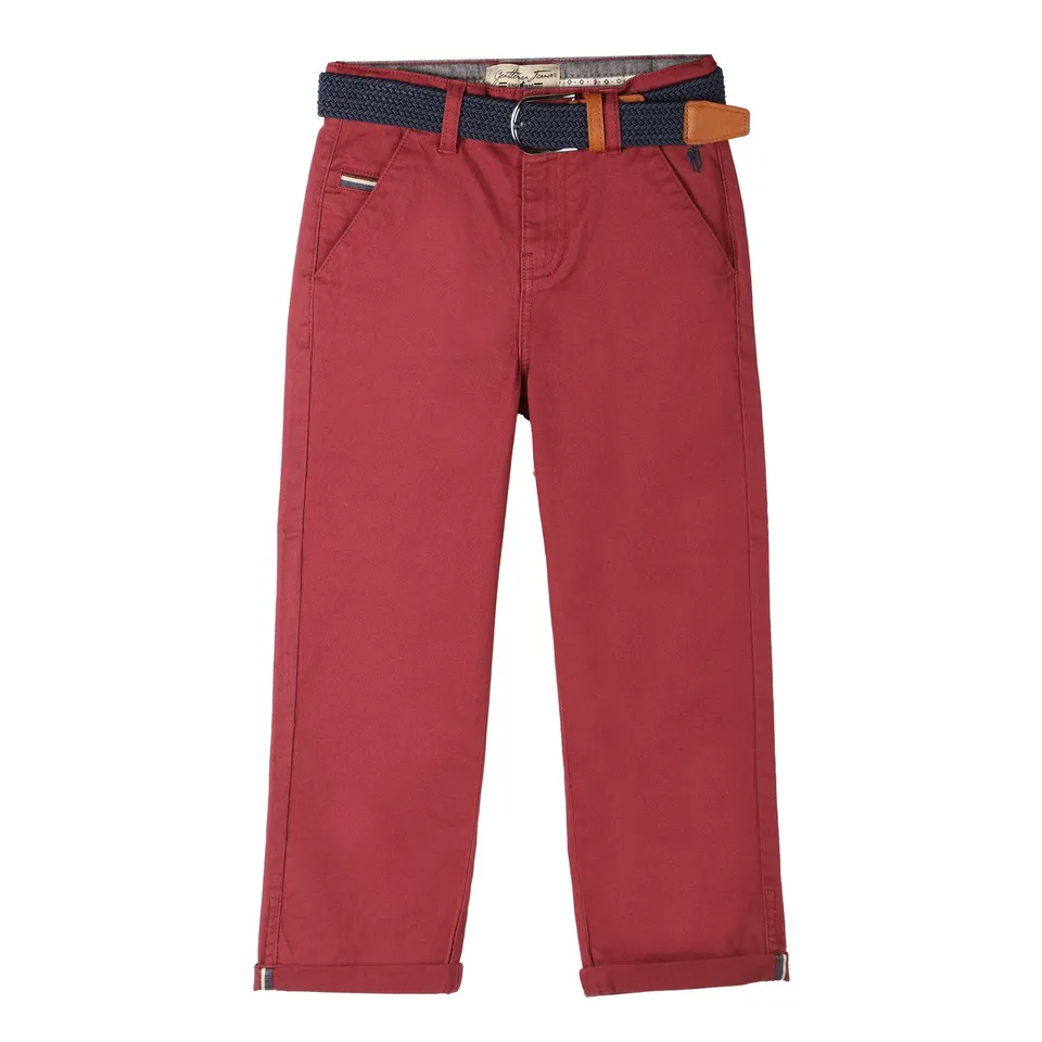 Stokomani Mode pantalon chino rouge ceinture enfant