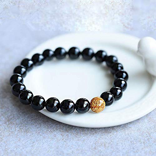 Shop-Story Lifestyle Bracelet perles onyx noir perle pailletée