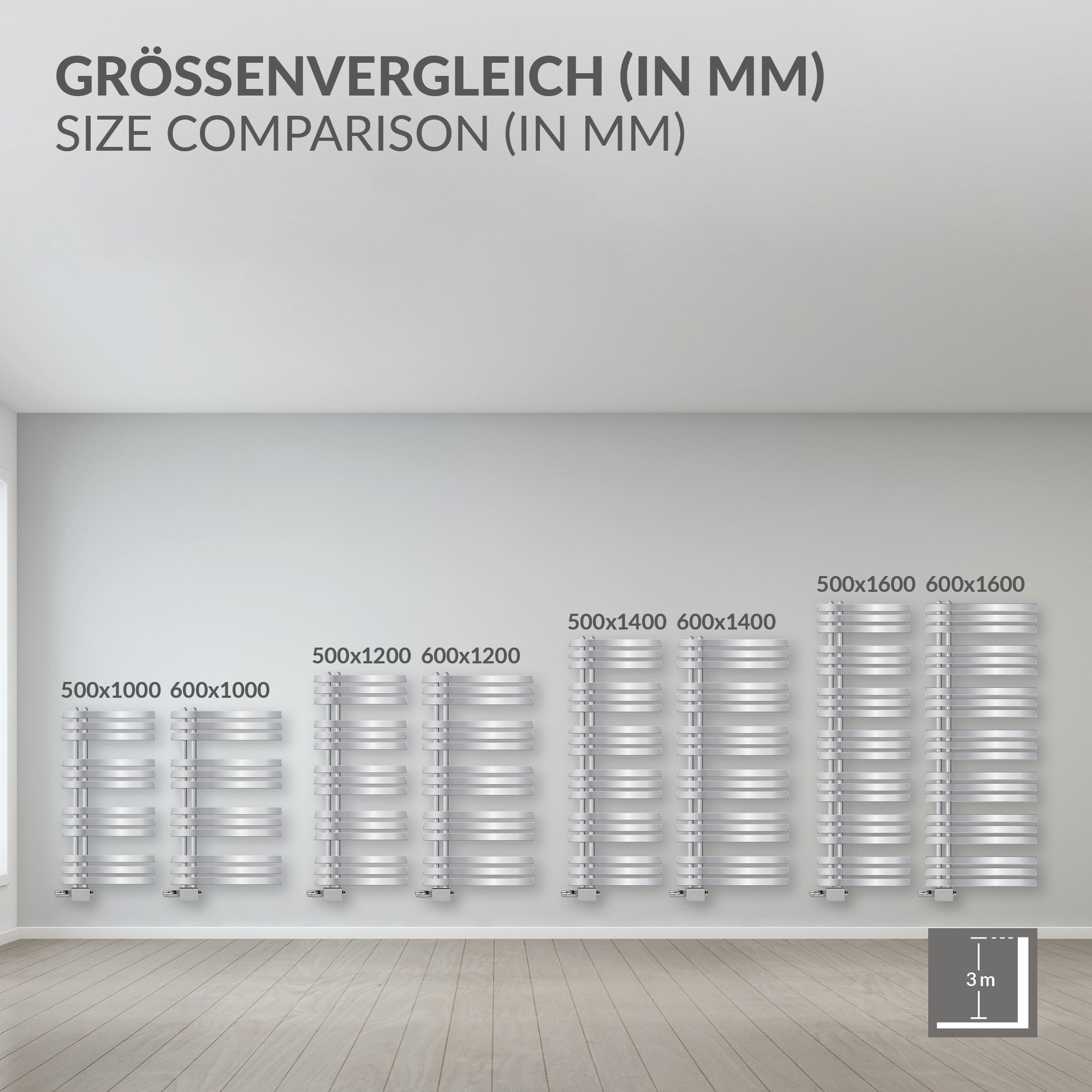 ECD Germany Heizungen Iron EM 500x1200 mm Radiateur chromé