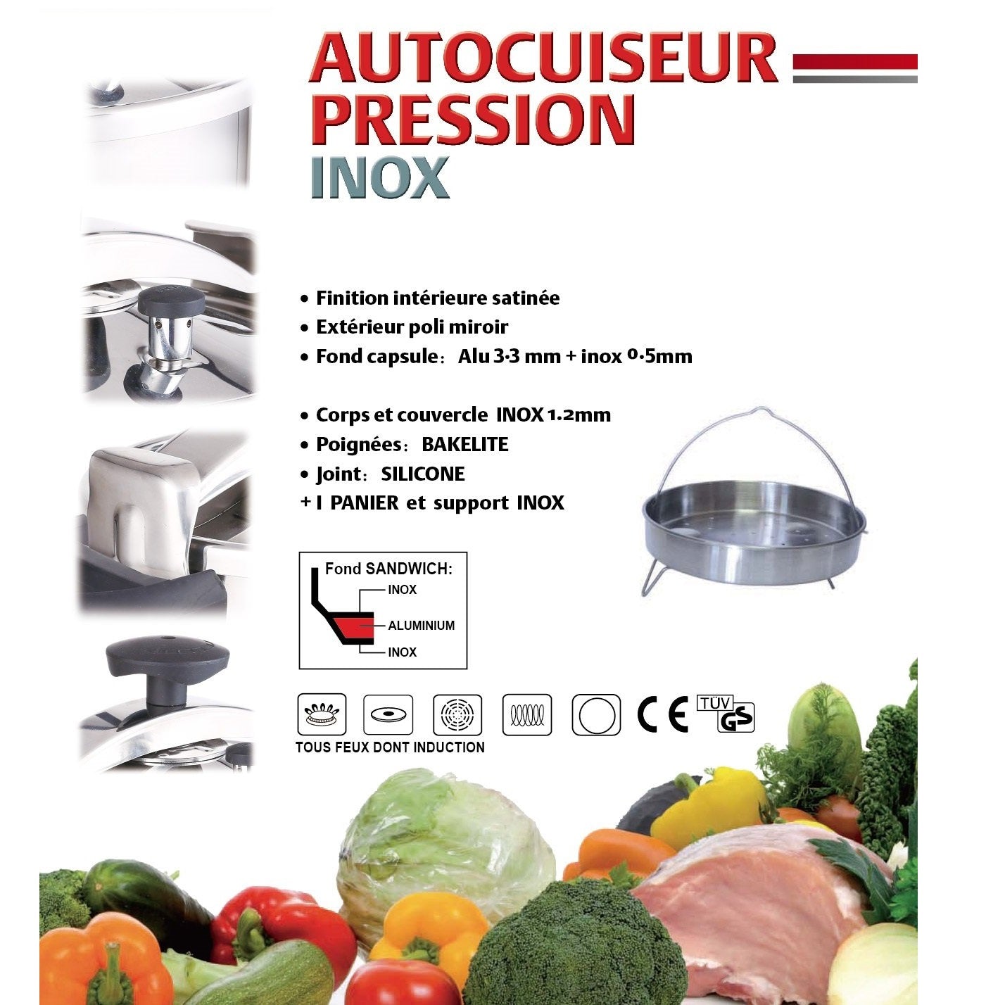 Kitchen Move Classique autocuiseur inox Ø24cm 10L avec panier