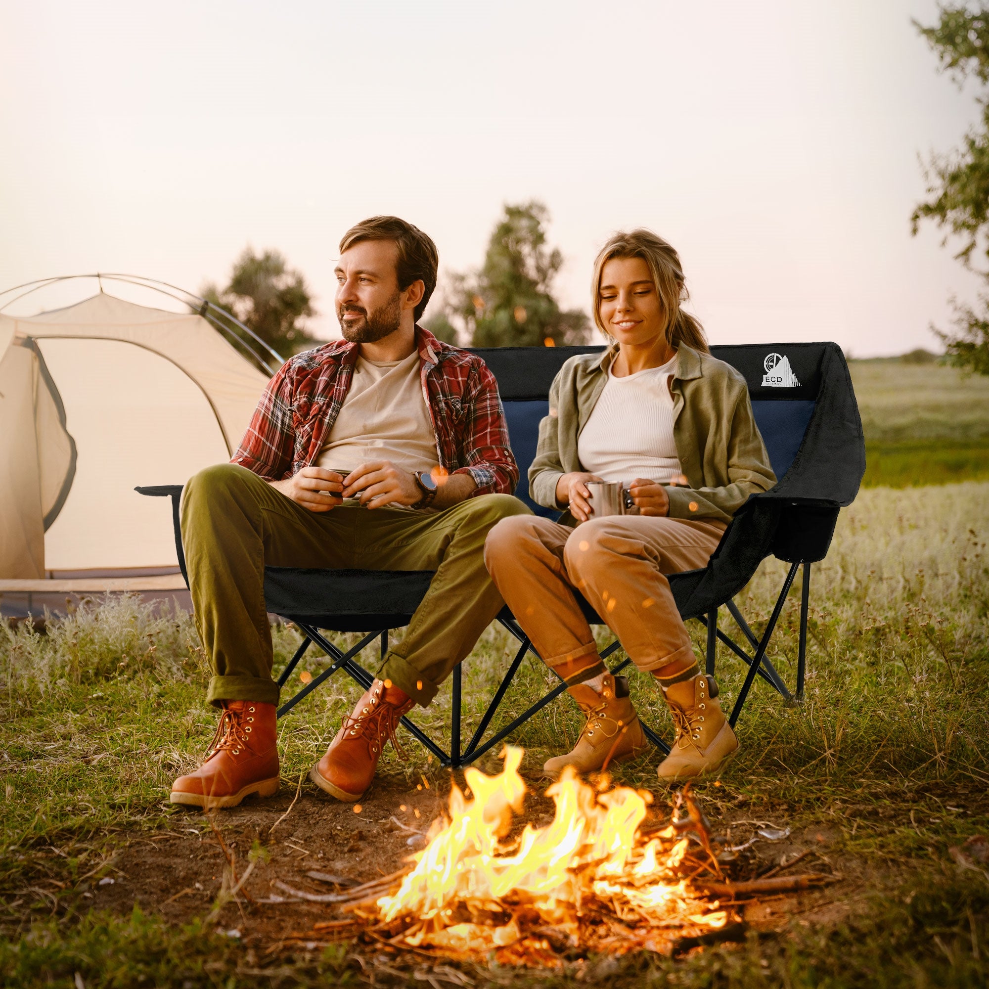 ECD Germany double 2 places chaise camping bleue 200 kg