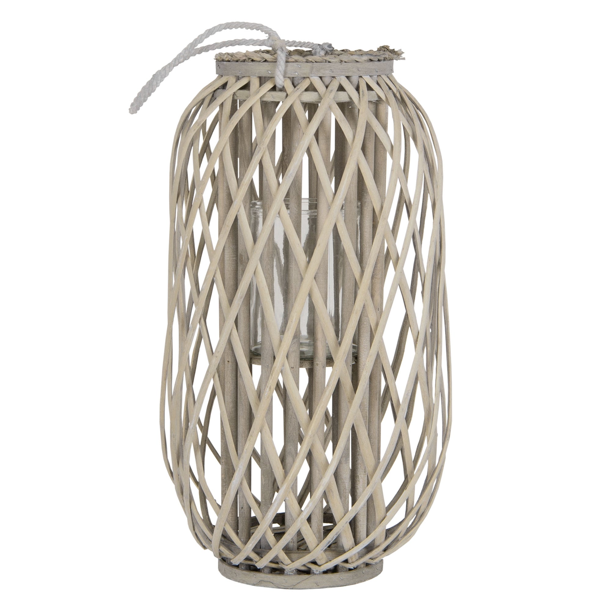 ECD Germany Lanterne rotin marron 40 cm photophore verre