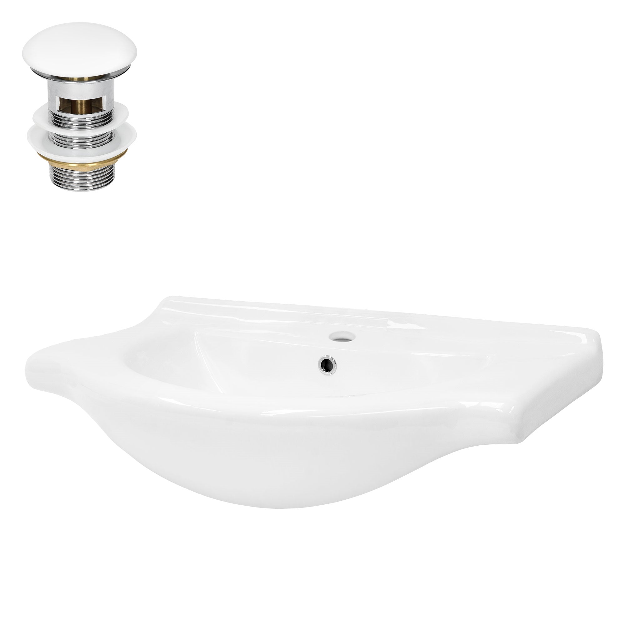 ECD Germany Sanitär ML-Design lavabo blanc 77x51,5 cm avec bonde