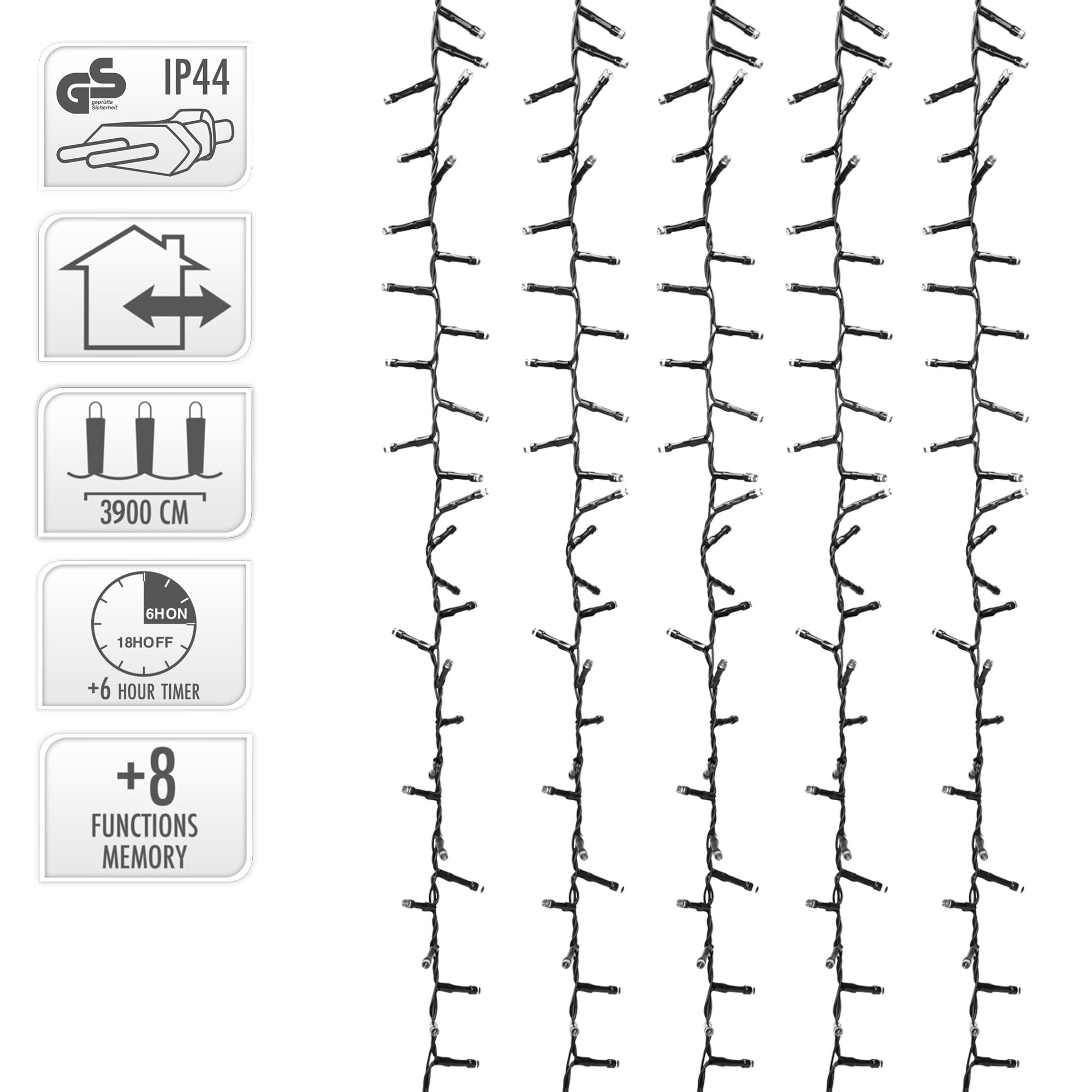 ECD Germany Guirlande Cluster LED Blanc Froid 3000 LED 39 m
