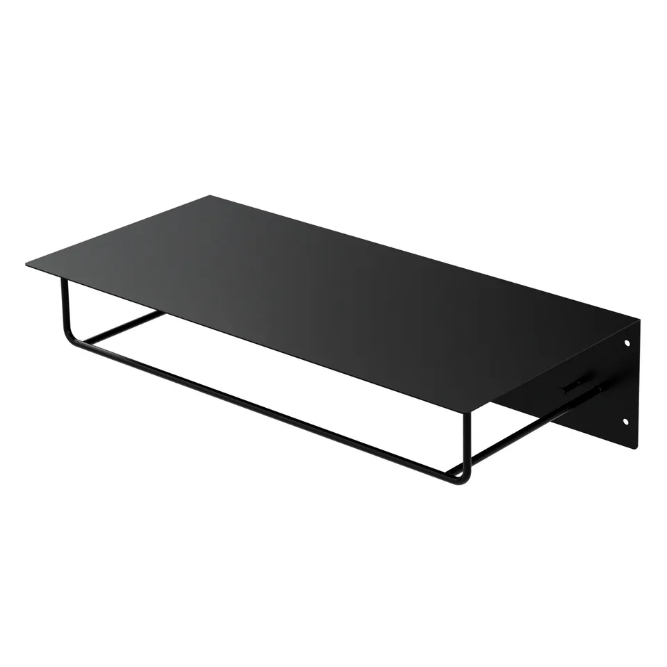 ECD Germany Möbel portemanteau mural noir métal avec étagère 60 cm