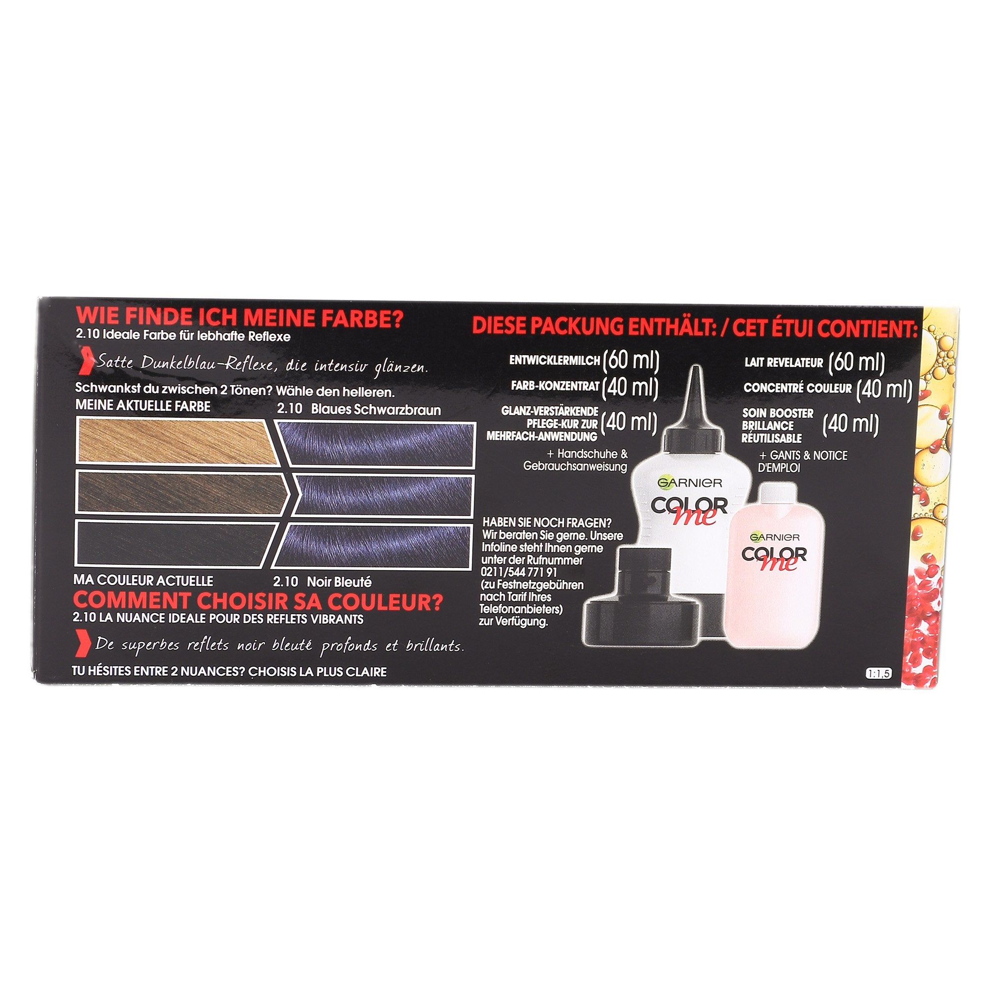 Coloration 2.1 noir bleuté kit crème colorante cheveux