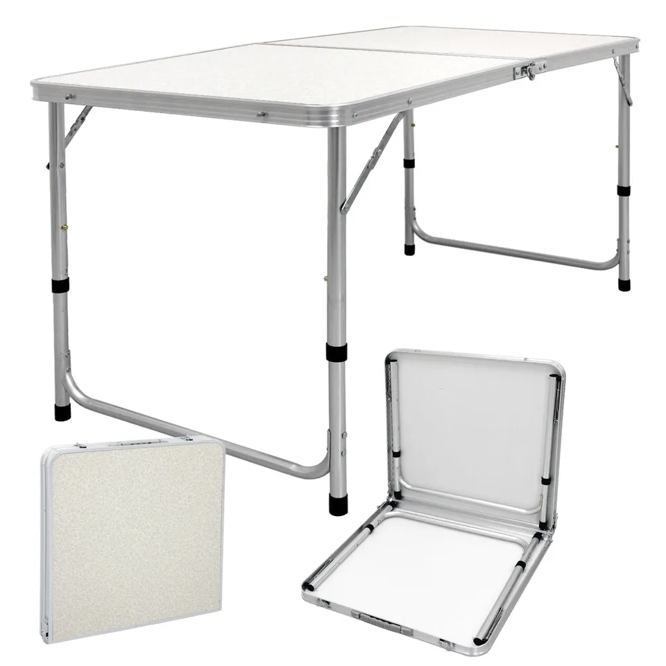 ECD Germany Sport table camping pliante 120 cm blanc crème alu