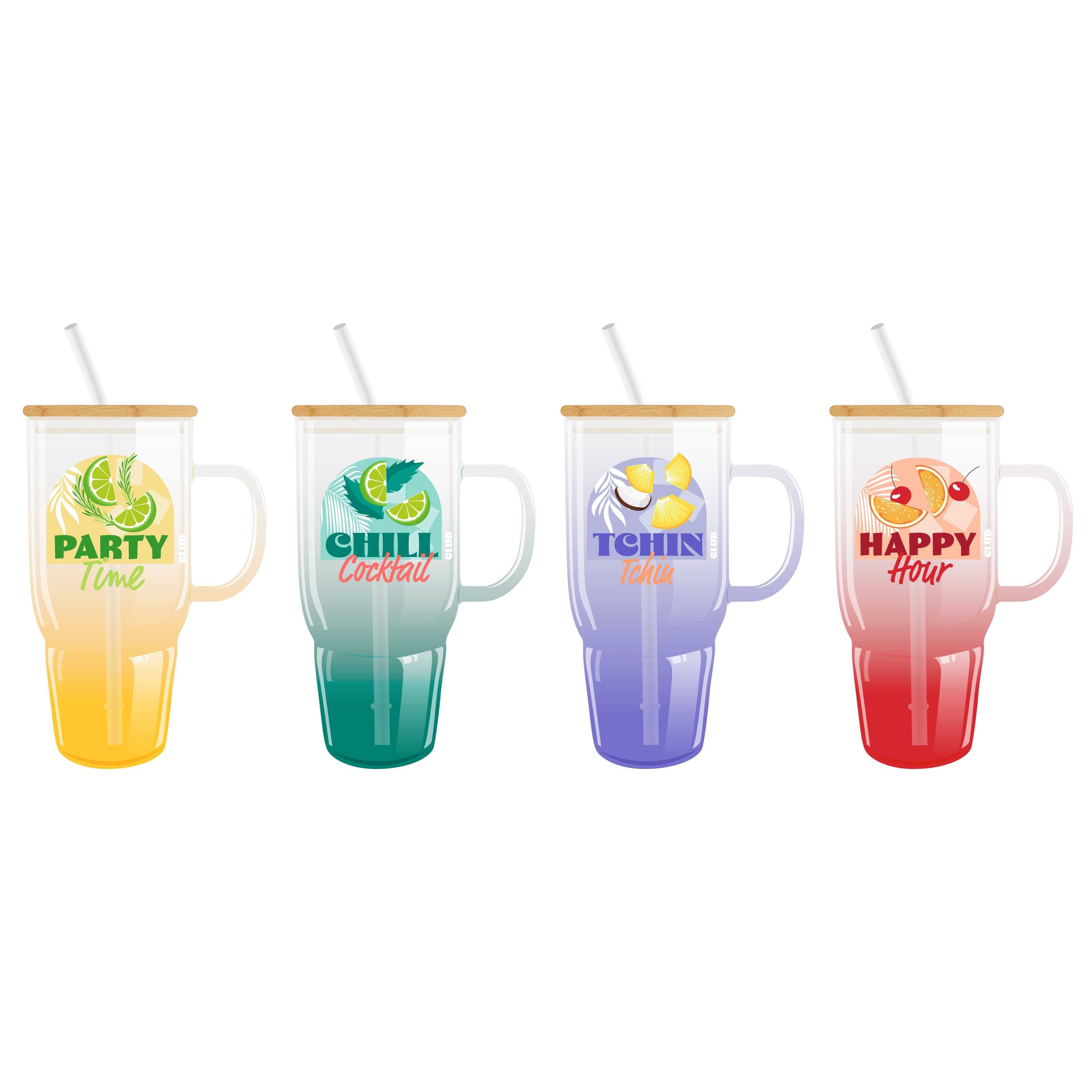 Stokomani Maison mug en verre 650ml paille message
